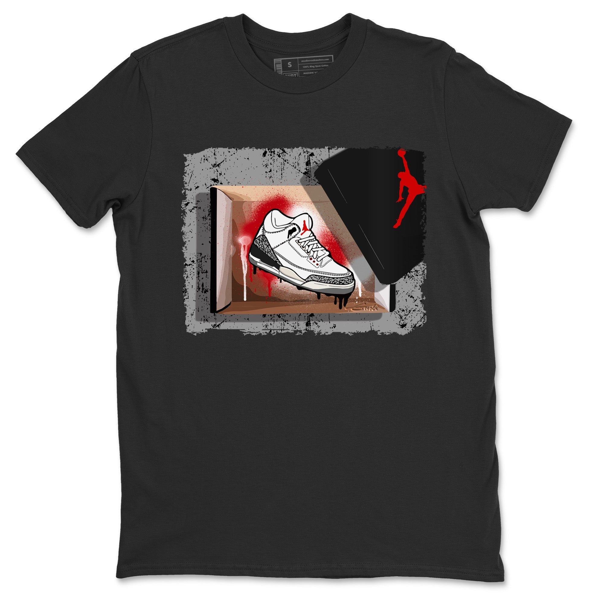 Air Jordan 3 White Cement Shirt To Match Jordans New Kicks Sneaker Tees Air Jordan 3 Retro White Cement Drip Gear Zone Sneaker Matching Clothing Unisex Shirts Black 2