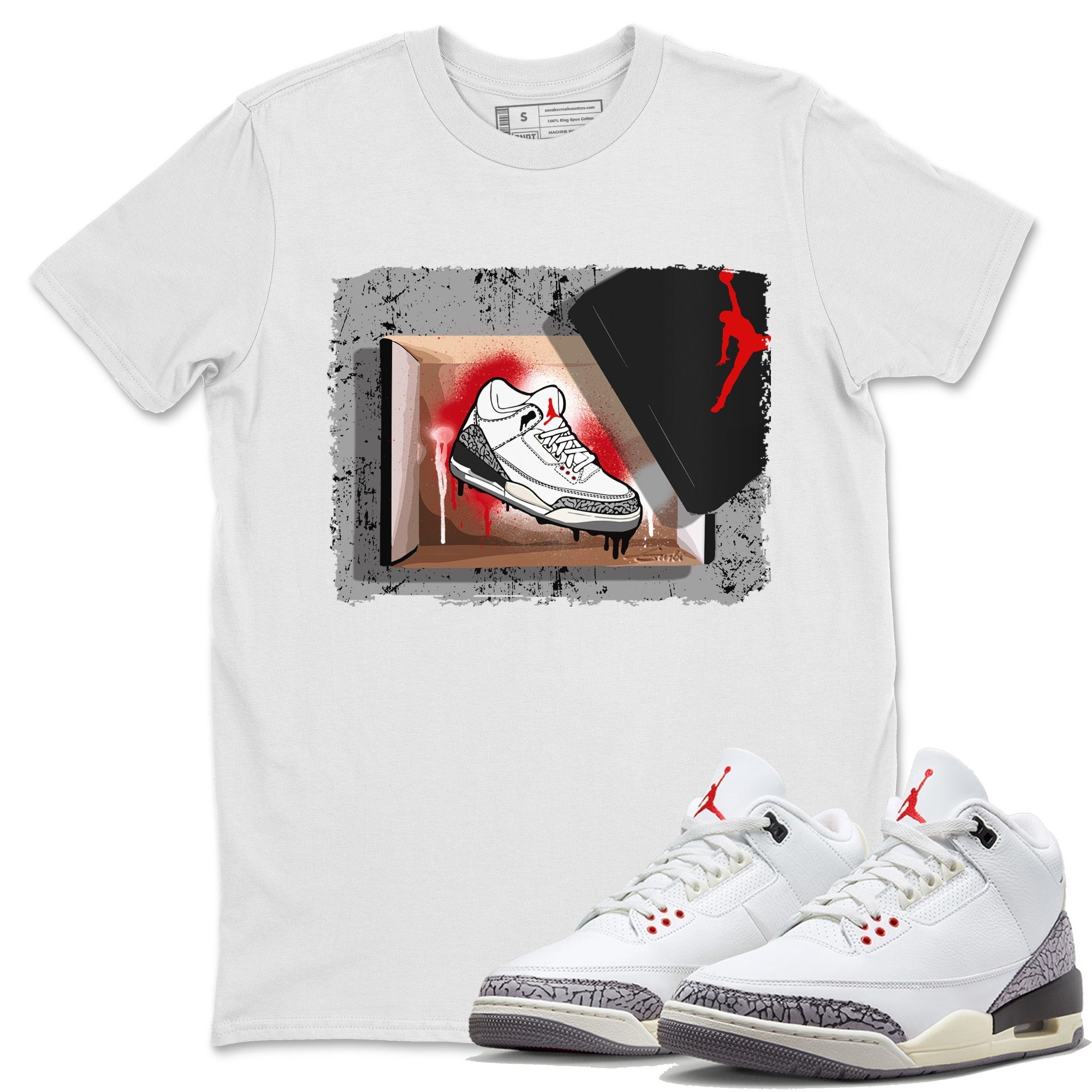 Air Jordan 3 White Cement Shirt To Match Jordans New Kicks Sneaker Tees Air Jordan 3 Retro White Cement Drip Gear Zone Sneaker Matching Clothing Unisex Shirts White 1