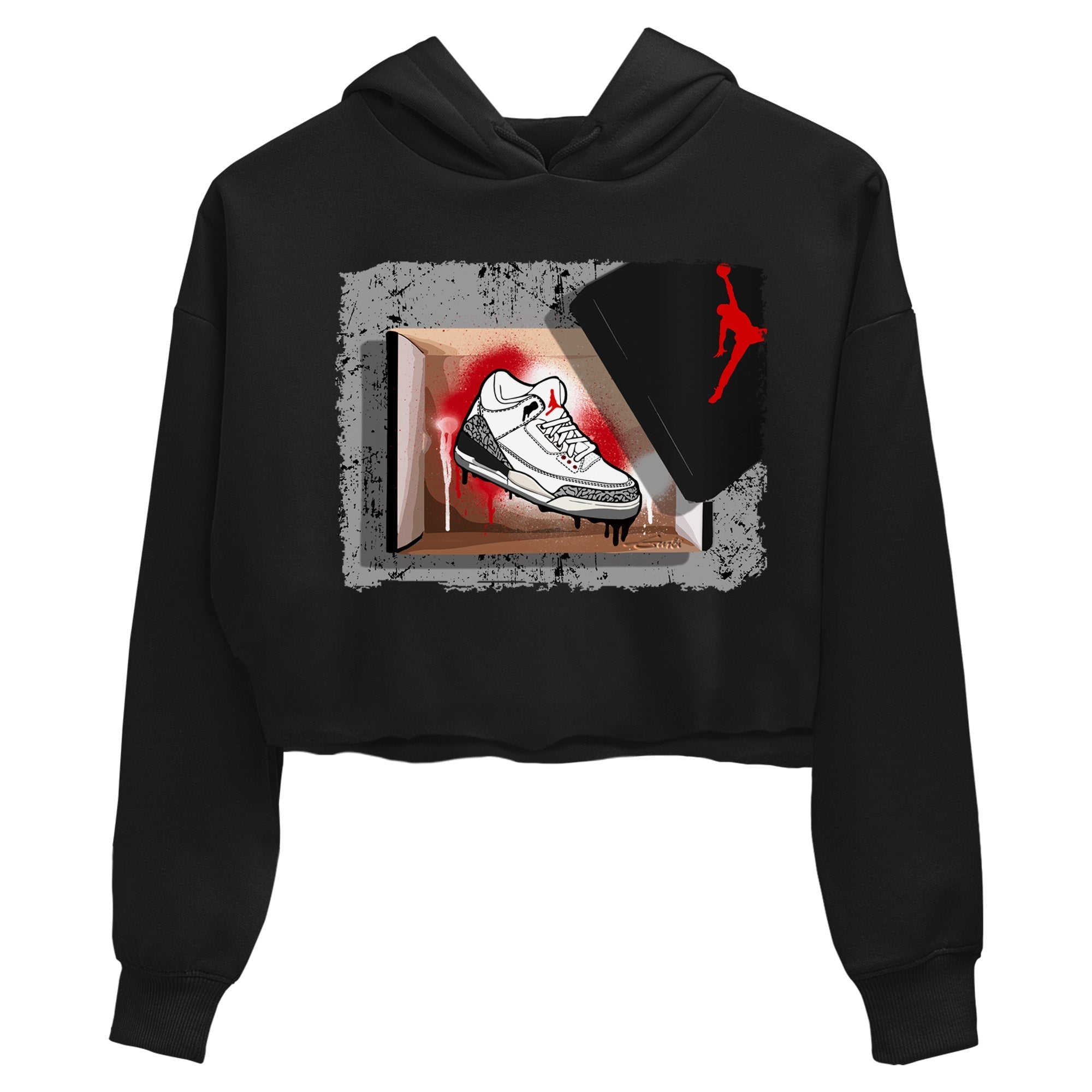 Air Jordan 3 White Cement Shirt To Match Jordans New Kicks Sneaker Tees Air Jordan 3 Retro White Cement Drip Gear Zone Sneaker Matching Clothing Women's Shirts Black 2