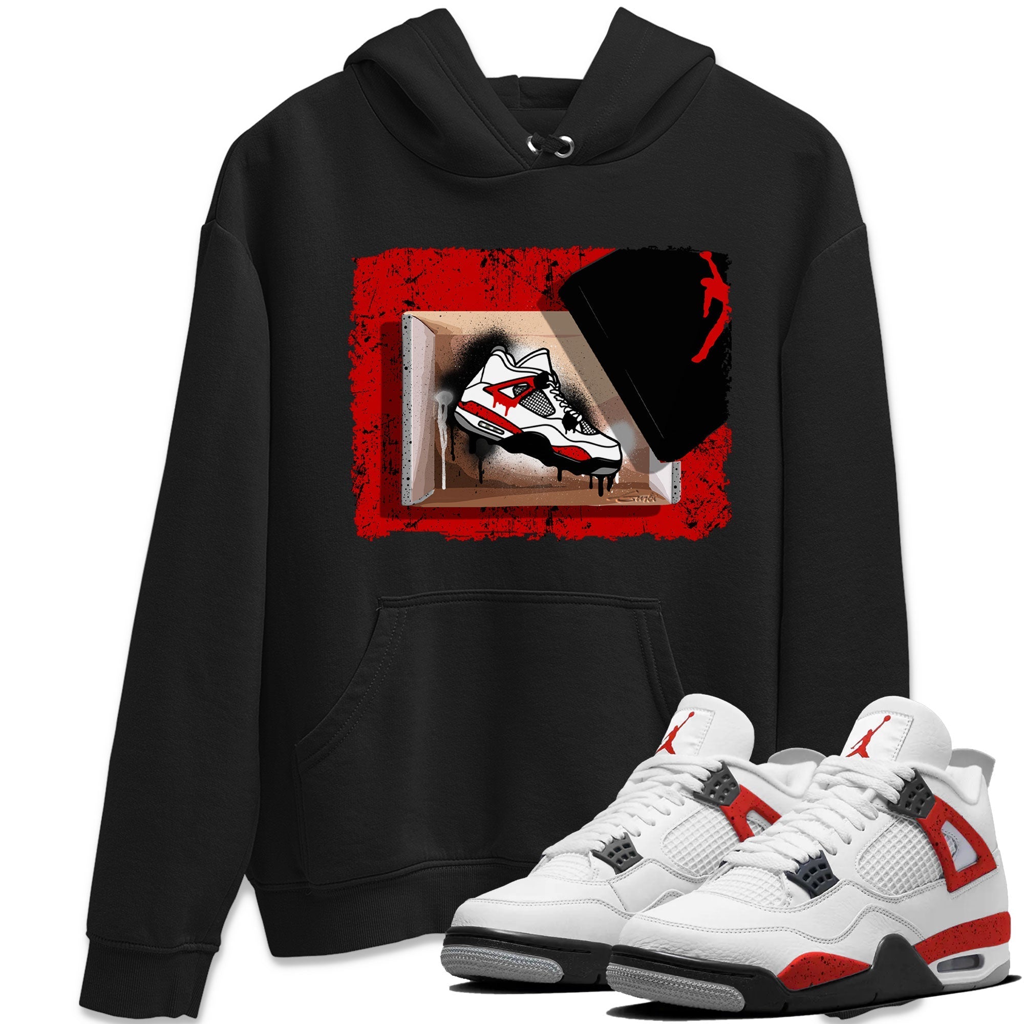 Air Jordan 4 Red Cement shirt to match jordans New Kicks Streetwear Sneaker Shirt Red Cement 4s Drip Gear Zone Sneaker Matching Clothing Unisex Black 1 T-Shirt