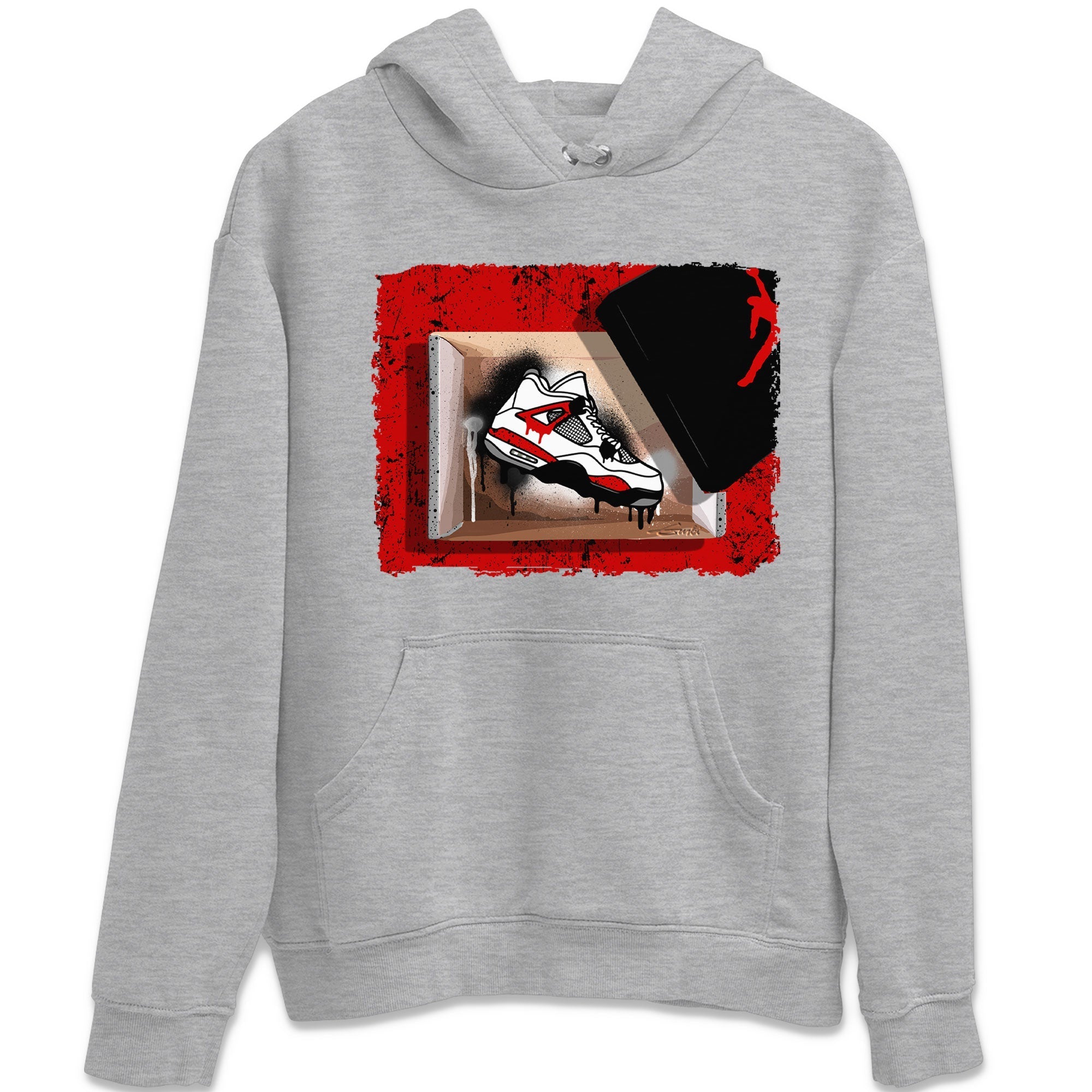 Air Jordan 4 Red Cement shirt to match jordans New Kicks Streetwear Sneaker Shirt Red Cement 4s Drip Gear Zone Sneaker Matching Clothing Unisex Heather Grey 2 T-Shirt