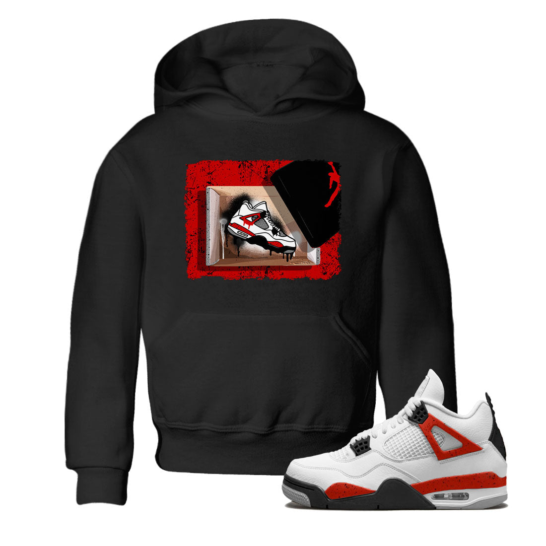 Air Jordan 4 Red Cement shirt to match jordans New Kicks Streetwear Sneaker Shirt Red Cement 4s Drip Gear Zone Sneaker Matching Clothing Baby Toddler Black 1 T-Shirt