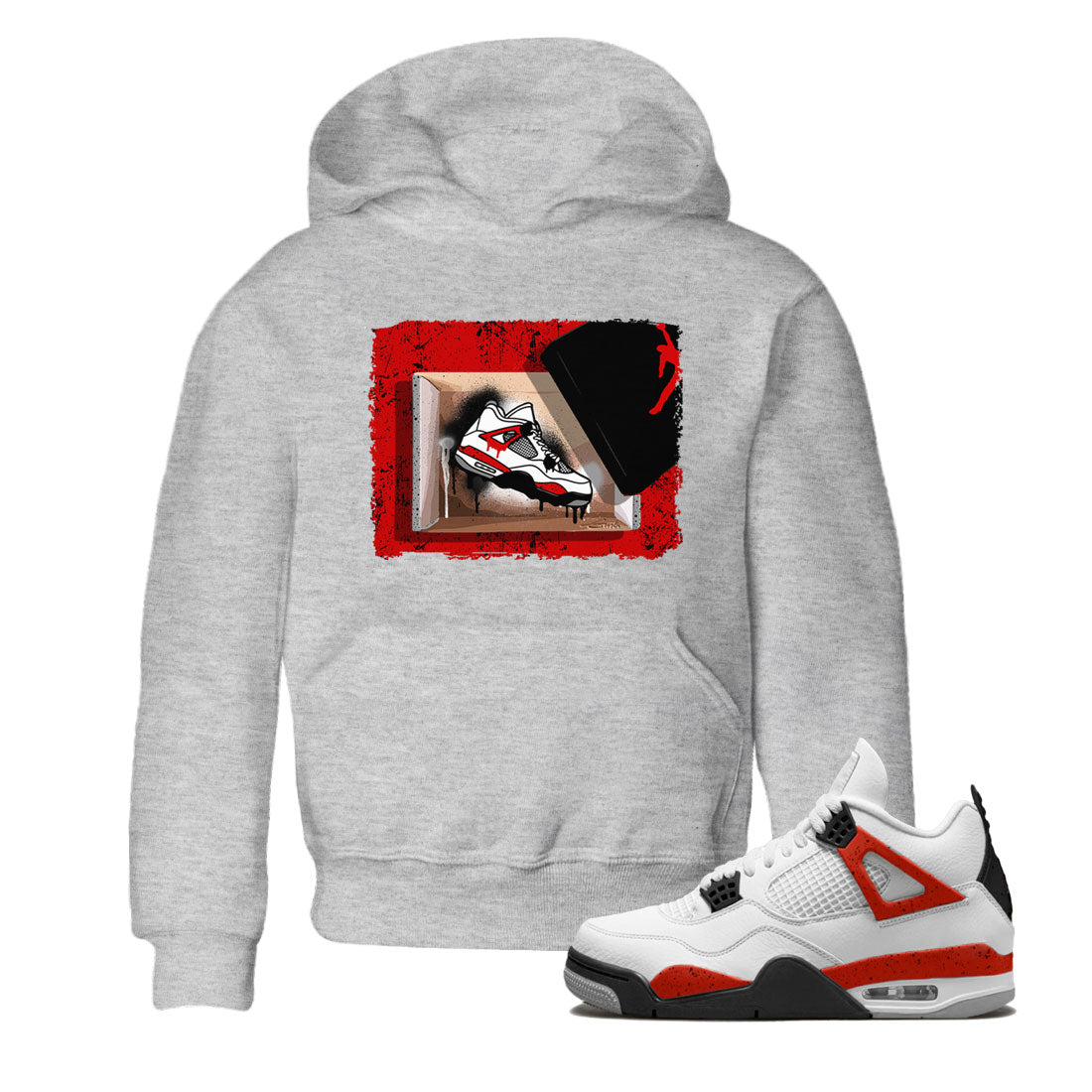 Air Jordan 4 Red Cement shirt to match jordans New Kicks Streetwear Sneaker Shirt Red Cement 4s Drip Gear Zone Sneaker Matching Clothing Baby Toddler Heather Grey 1 T-Shirt