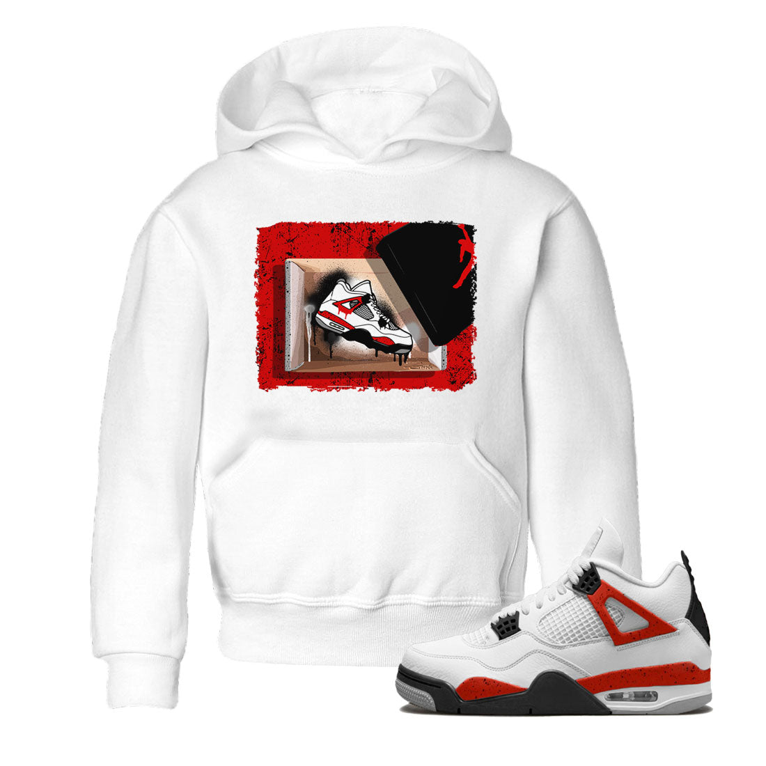 Air Jordan 4 Red Cement shirt to match jordans New Kicks Streetwear Sneaker Shirt Red Cement 4s Drip Gear Zone Sneaker Matching Clothing Baby Toddler White 1 T-Shirt