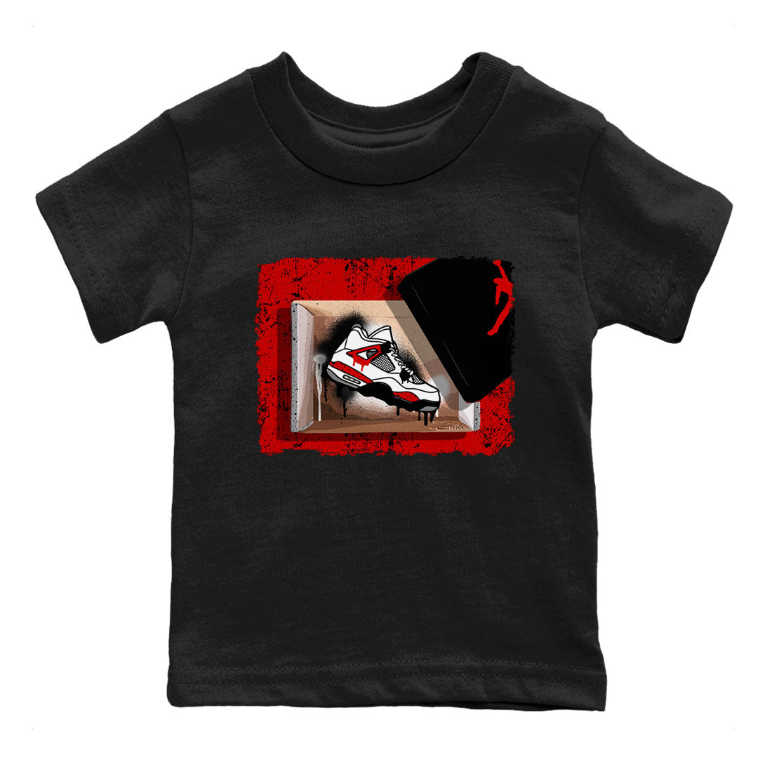 Air Jordan 4 Red Cement shirt to match jordans New Kicks Streetwear Sneaker Shirt Red Cement 4s Drip Gear Zone Sneaker Matching Clothing Baby Toddler Black 2 T-Shirt