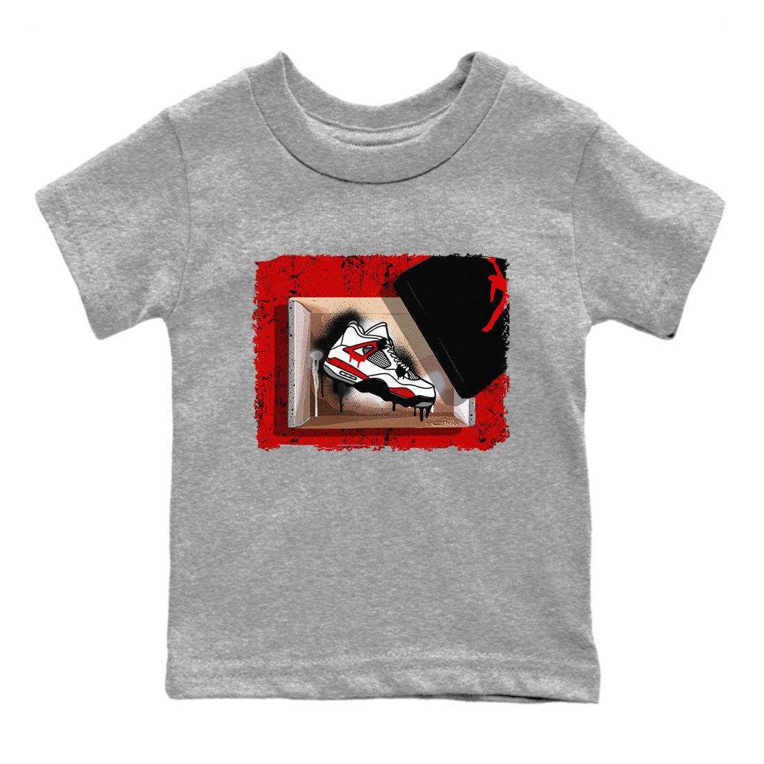 Air Jordan 4 Red Cement shirt to match jordans New Kicks Streetwear Sneaker Shirt Red Cement 4s Drip Gear Zone Sneaker Matching Clothing Baby Toddler Heather Grey 2 T-Shirt