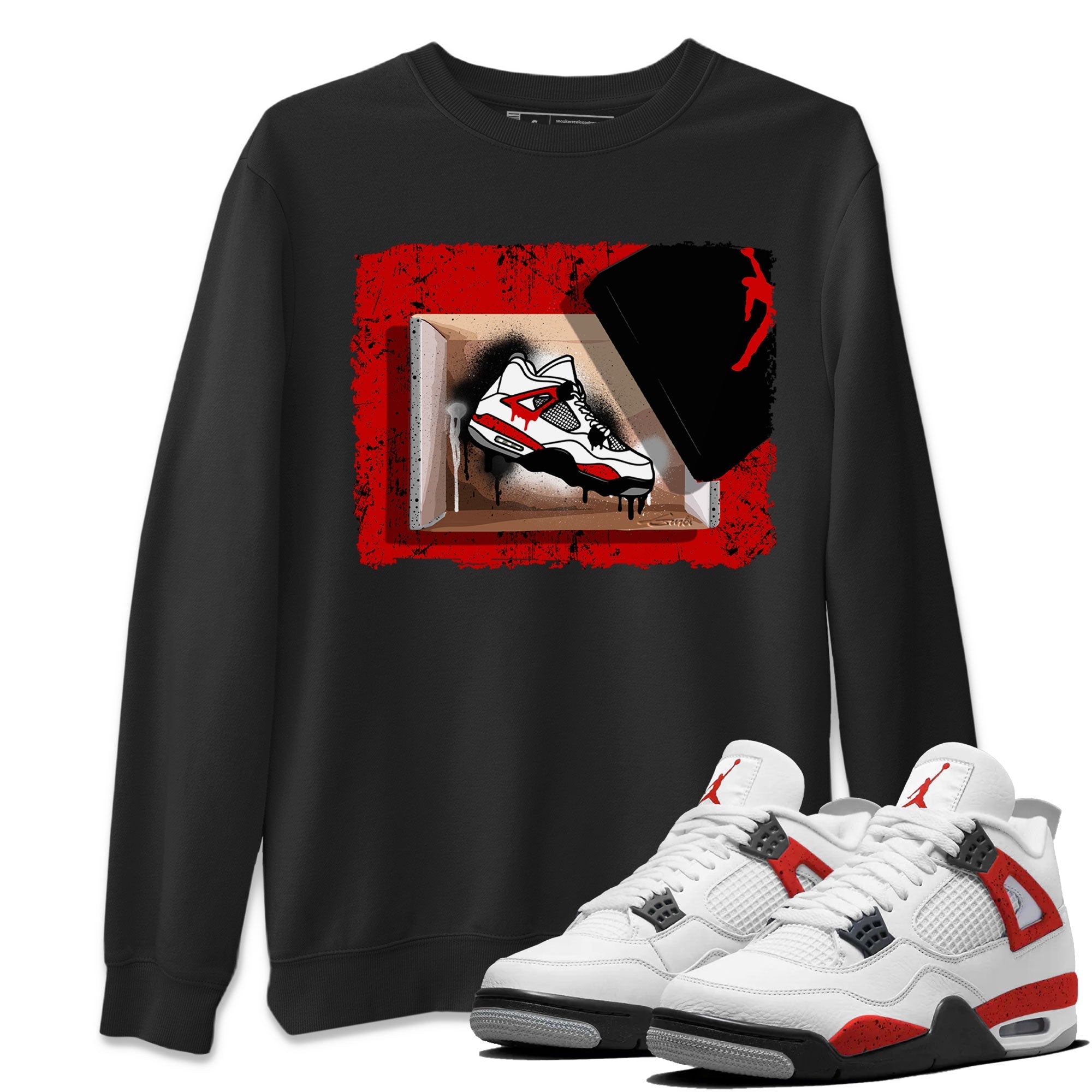Air Jordan 4 Red Cement shirt to match jordans New Kicks Streetwear Sneaker Shirt Red Cement 4s Drip Gear Zone Sneaker Matching Clothing Unisex Black 1 T-Shirt