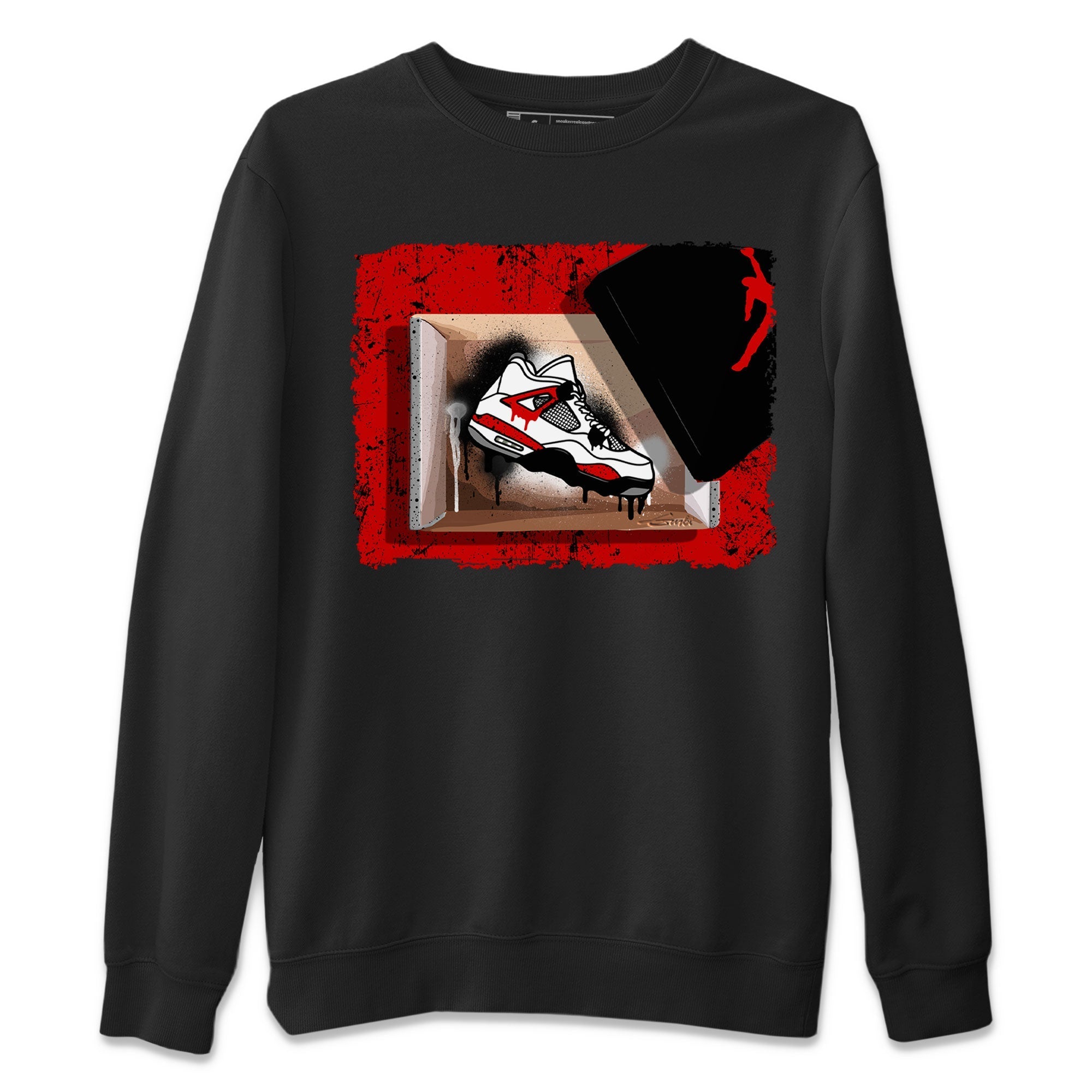 Air Jordan 4 Red Cement shirt to match jordans New Kicks Streetwear Sneaker Shirt Red Cement 4s Drip Gear Zone Sneaker Matching Clothing Unisex Black 2 T-Shirt