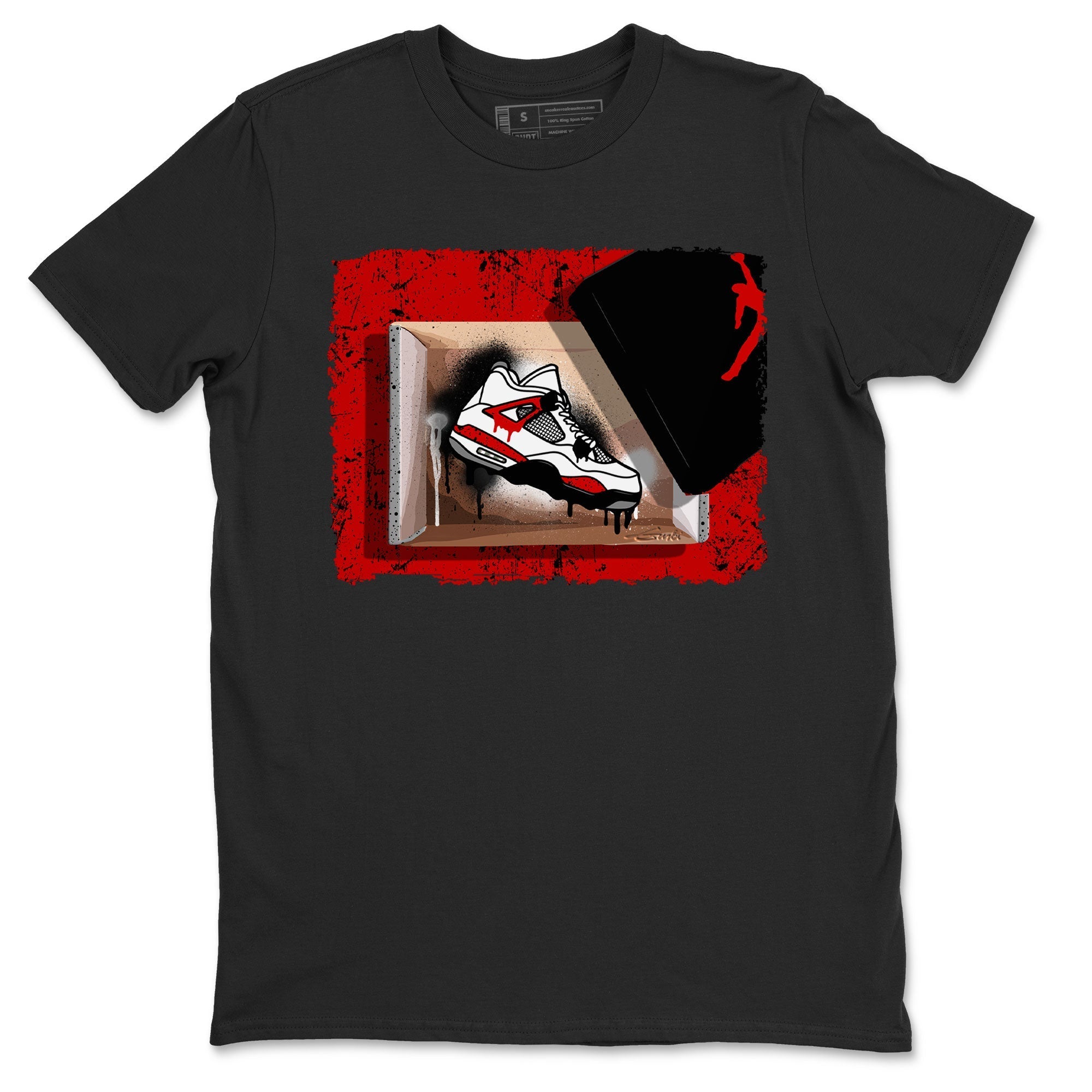 Air Jordan 4 Red Cement shirt to match jordans New Kicks Streetwear Sneaker Shirt Red Cement 4s Drip Gear Zone Sneaker Matching Clothing Unisex Black 2 T-Shirt