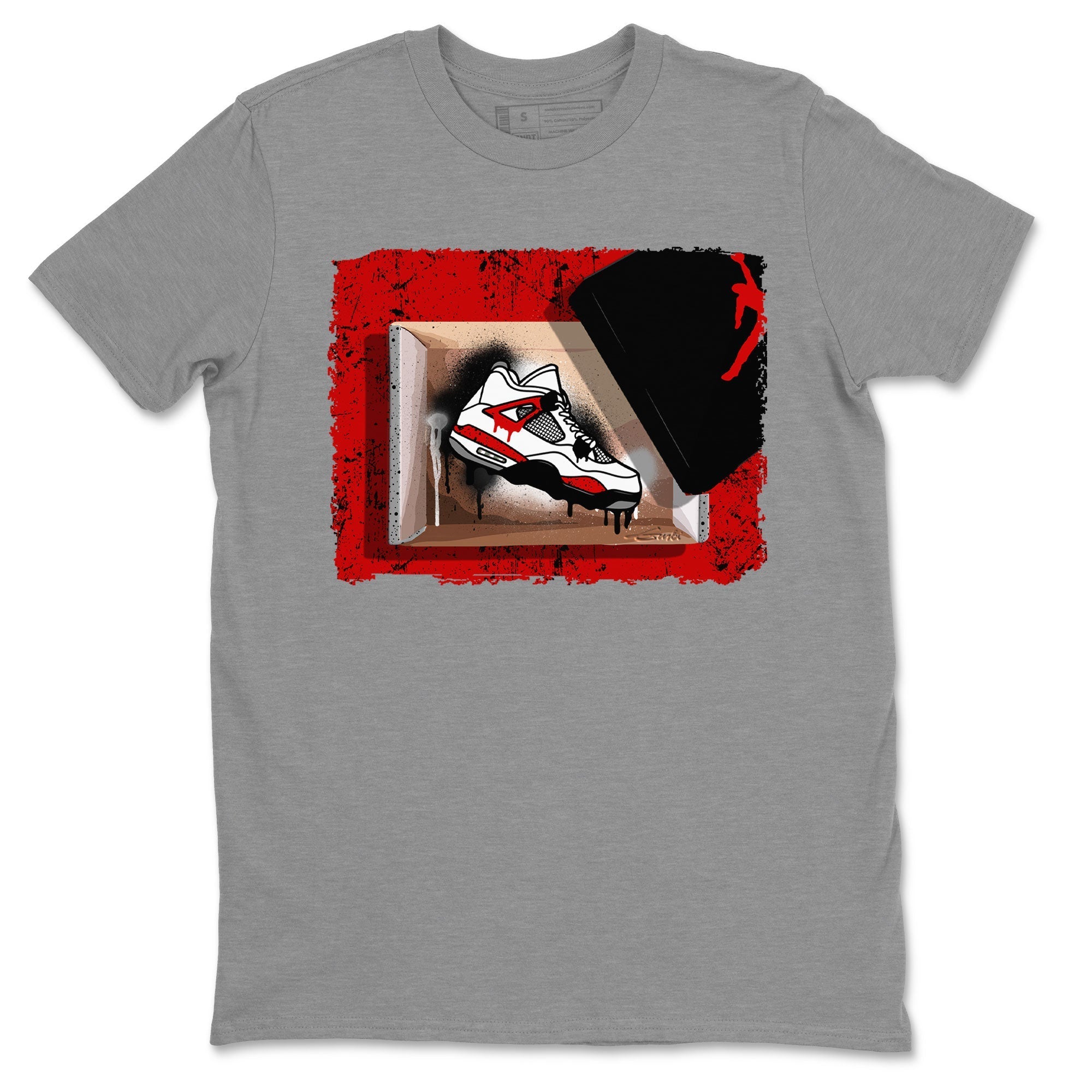 Air Jordan 4 Red Cement shirt to match jordans New Kicks Streetwear Sneaker Shirt Red Cement 4s Drip Gear Zone Sneaker Matching Clothing Unisex Heather Grey 2 T-Shirt