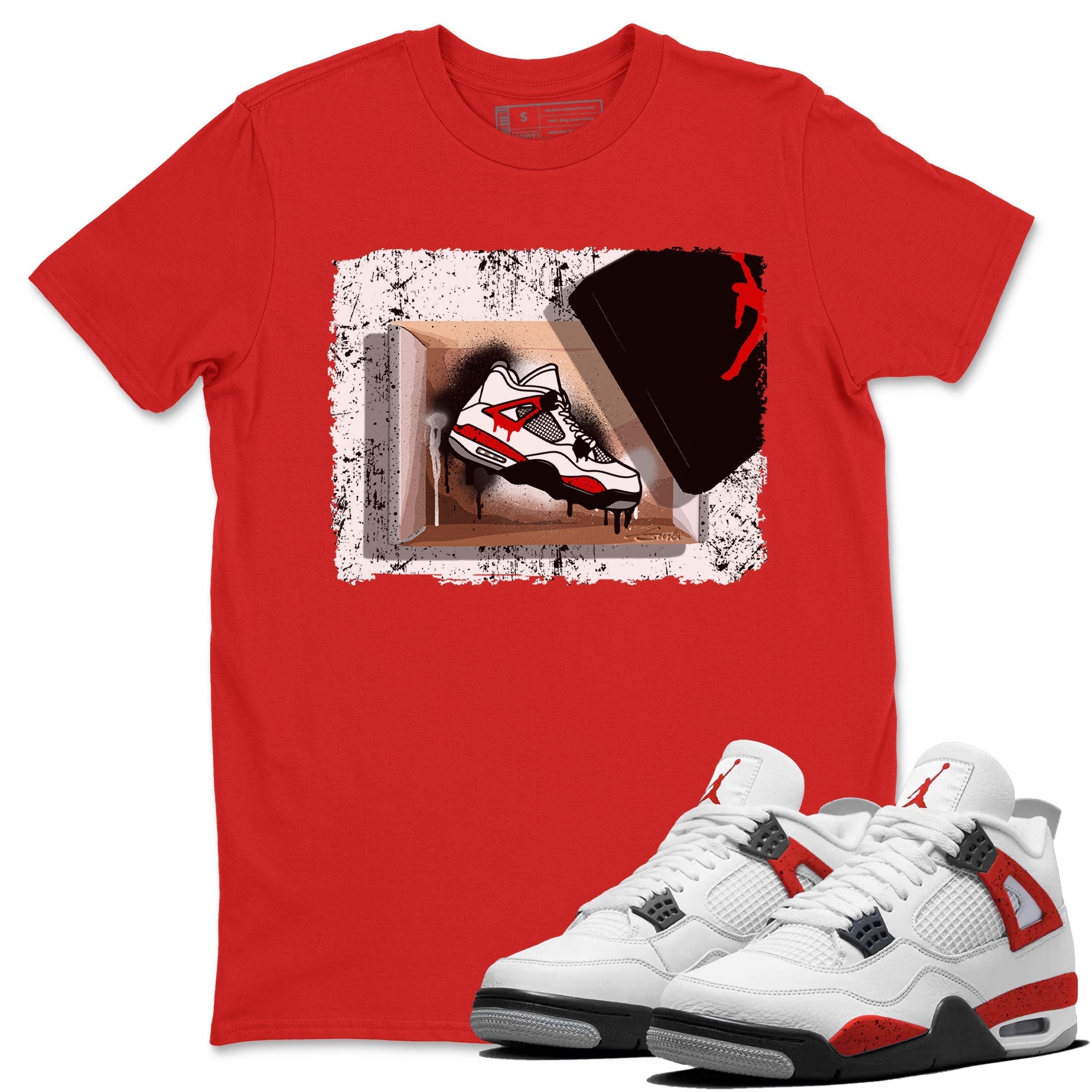 Air Jordan 4 Red Cement shirt to match jordans New Kicks Streetwear Sneaker Shirt Red Cement 4s Drip Gear Zone Sneaker Matching Clothing Unisex Red 1 T-Shirt