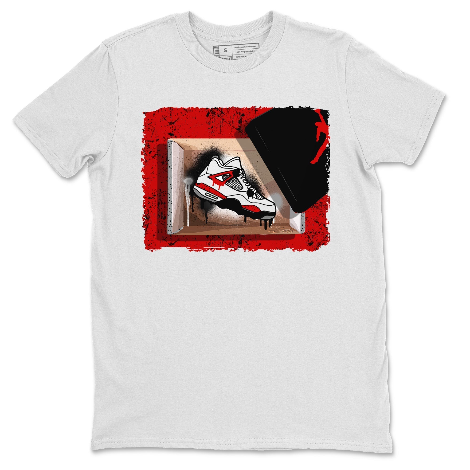 Air Jordan 4 Red Cement shirt to match jordans New Kicks Streetwear Sneaker Shirt Red Cement 4s Drip Gear Zone Sneaker Matching Clothing Unisex White 2 T-Shirt