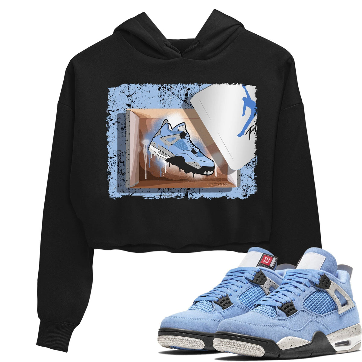 Jordan 4 University Blue Sneaker Matching T-Shirt New Kicks Sneaker Tees Jordan 4 University Blue Sneaker Release Tees Women's Shirts