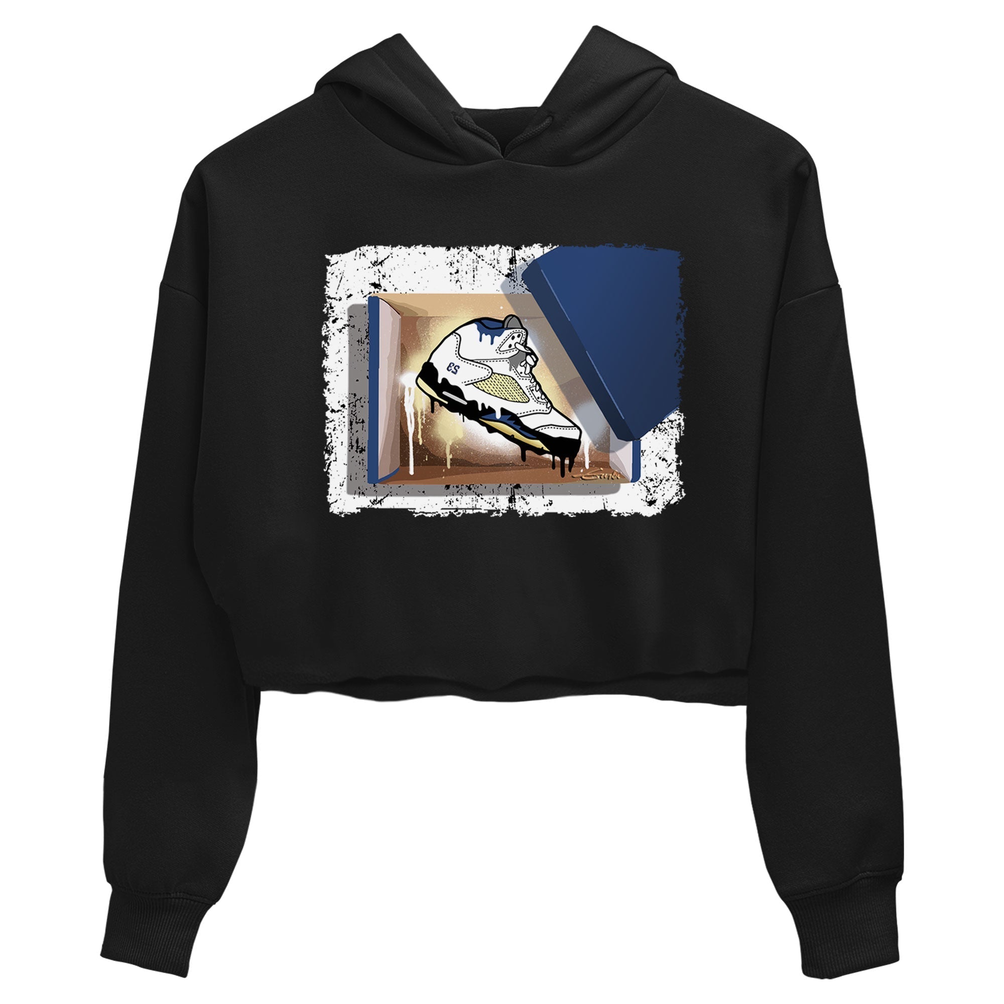 Air Jordan 5 A Ma Maniere x Dawn shirt to match jordans New Kicks sneaker tees Air Jordan 5 A Ma Maniere x Photon Dust Drip Gear Zone Streetwear Brand Sneaker Matching Shirt Black 2 Crop T-Shirt