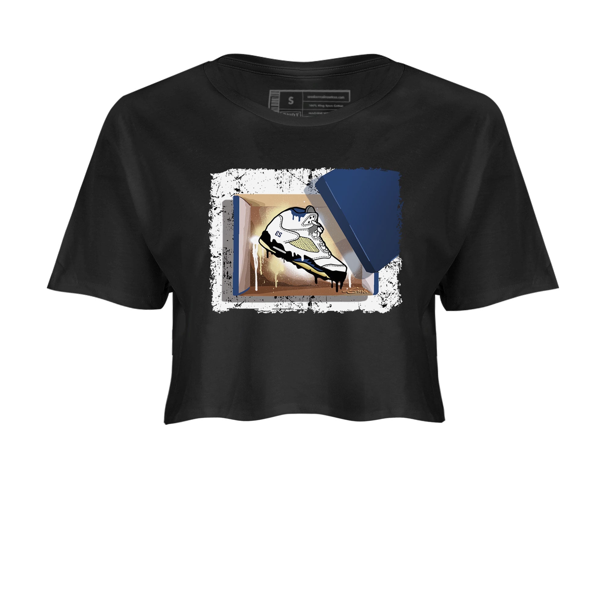 Air Jordan 5 A Ma Maniere x Dawn shirt to match jordans New Kicks sneaker tees Air Jordan 5 A Ma Maniere x Photon Dust Drip Gear Zone Streetwear Brand Sneaker Matching Shirt Black 2 Crop T-Shirt