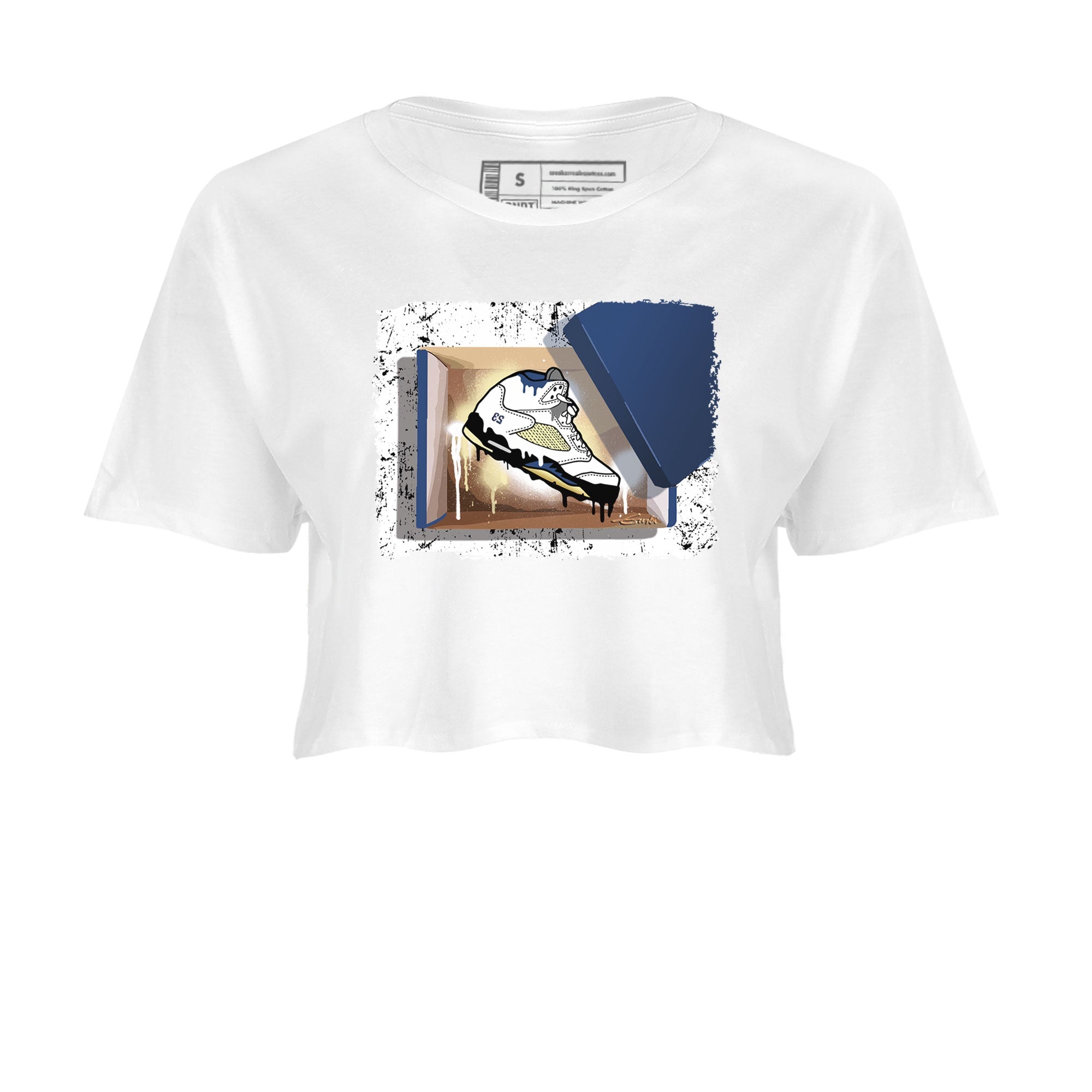 Air Jordan 5 A Ma Maniere x Dawn shirt to match jordans New Kicks sneaker tees Air Jordan 5 A Ma Maniere x Photon Dust Drip Gear Zone Streetwear Brand Sneaker Matching Shirt White 2 Crop T-Shirt