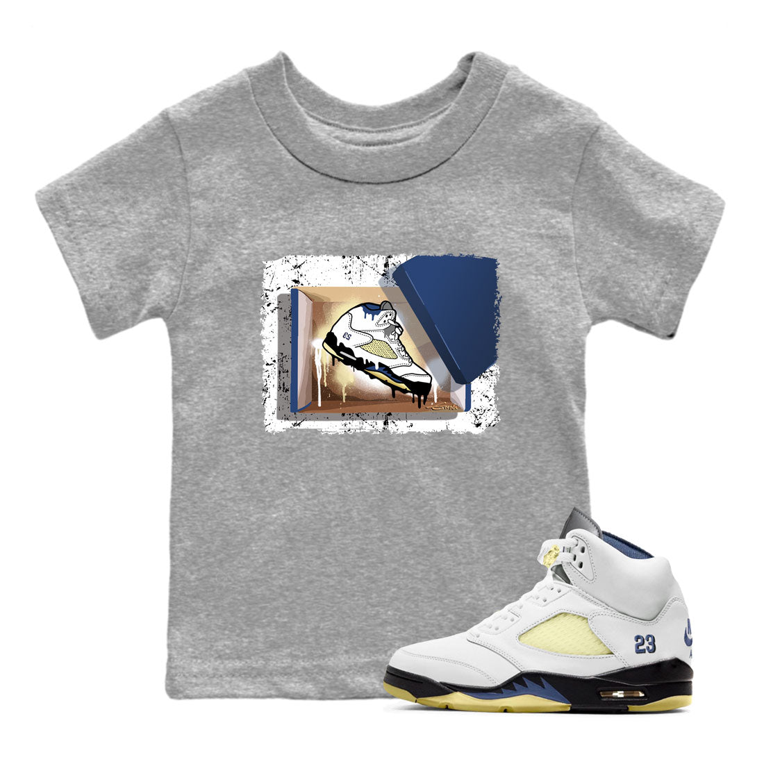 Air Jordan 5 A Ma Maniere x Dawn shirt to match jordans New Kicks sneaker tees Air Jordan 5 A Ma Maniere x Photon Dust Drip Gear Zone Streetwear Brand Sneaker Matching Shirt Baby Toddler Heather Grey 1 T-Shirt