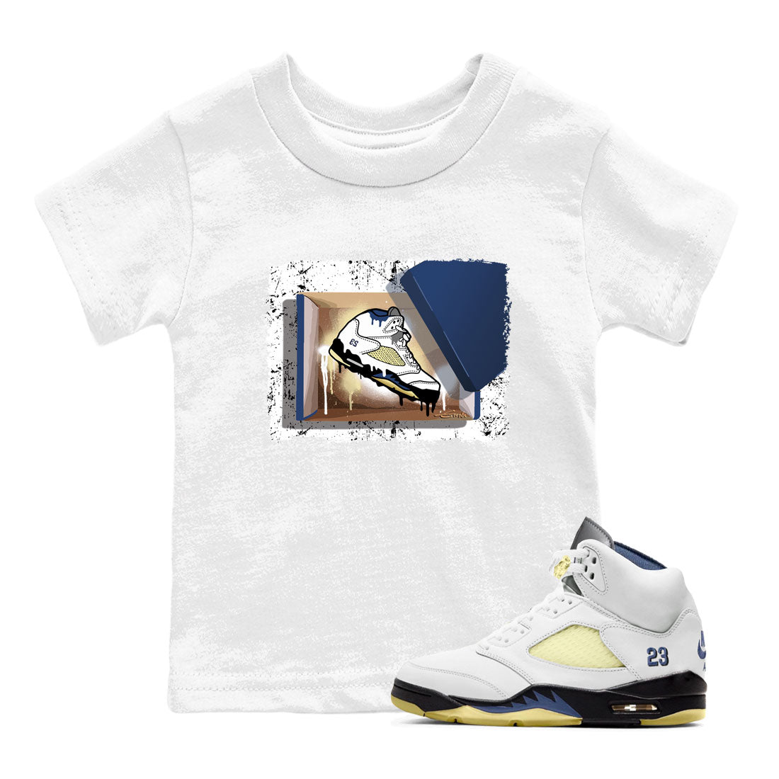 Air Jordan 5 A Ma Maniere x Dawn shirt to match jordans New Kicks sneaker tees Air Jordan 5 A Ma Maniere x Photon Dust Drip Gear Zone Streetwear Brand Sneaker Matching Shirt Baby Toddler White 1 T-Shirt