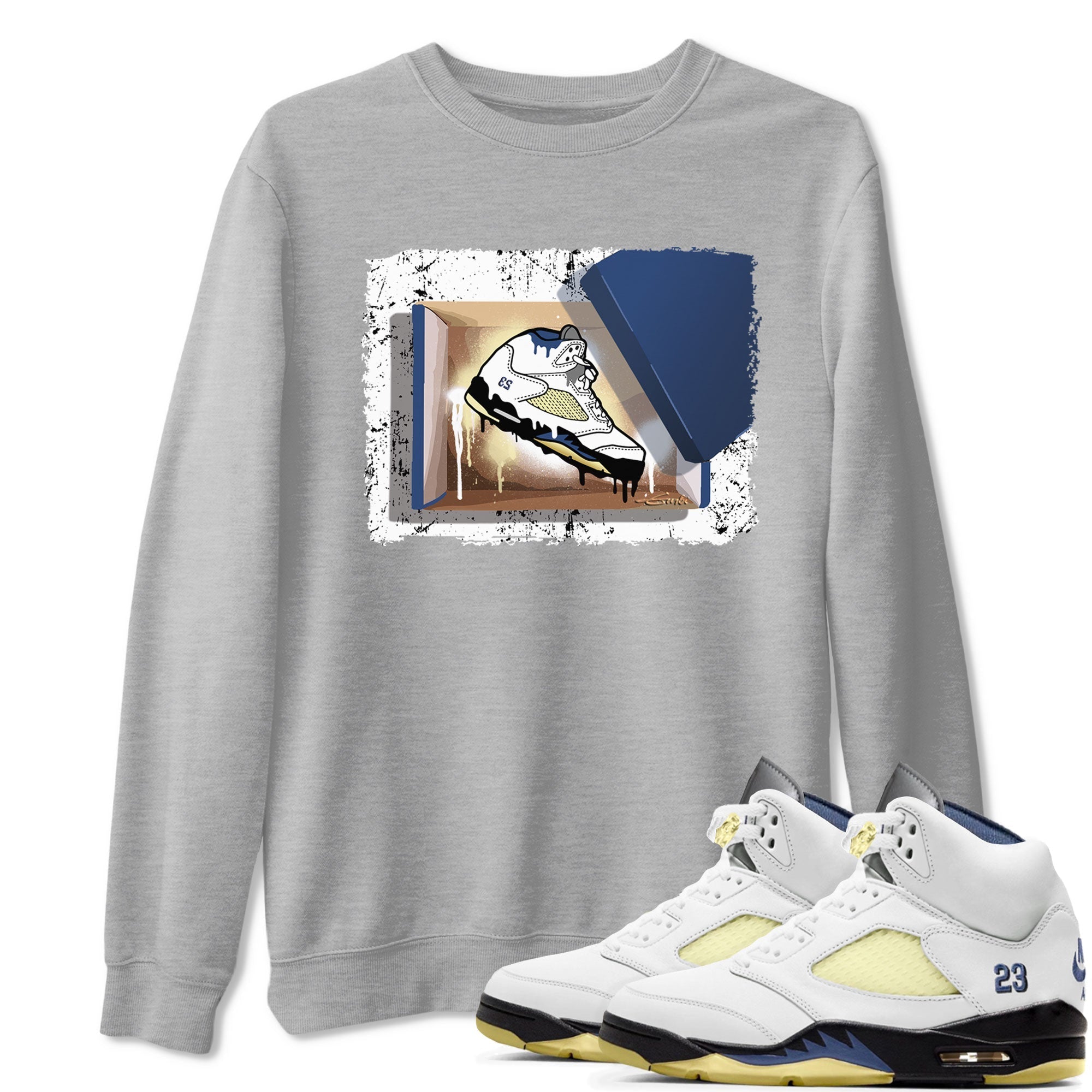 Air Jordan 5 A Ma Maniere x Dawn shirt to match jordans New Kicks sneaker tees Air Jordan 5 A Ma Maniere x Photon Dust Drip Gear Zone Streetwear Brand Sneaker Matching Shirt Unisex Heather Grey 1 T-Shirt