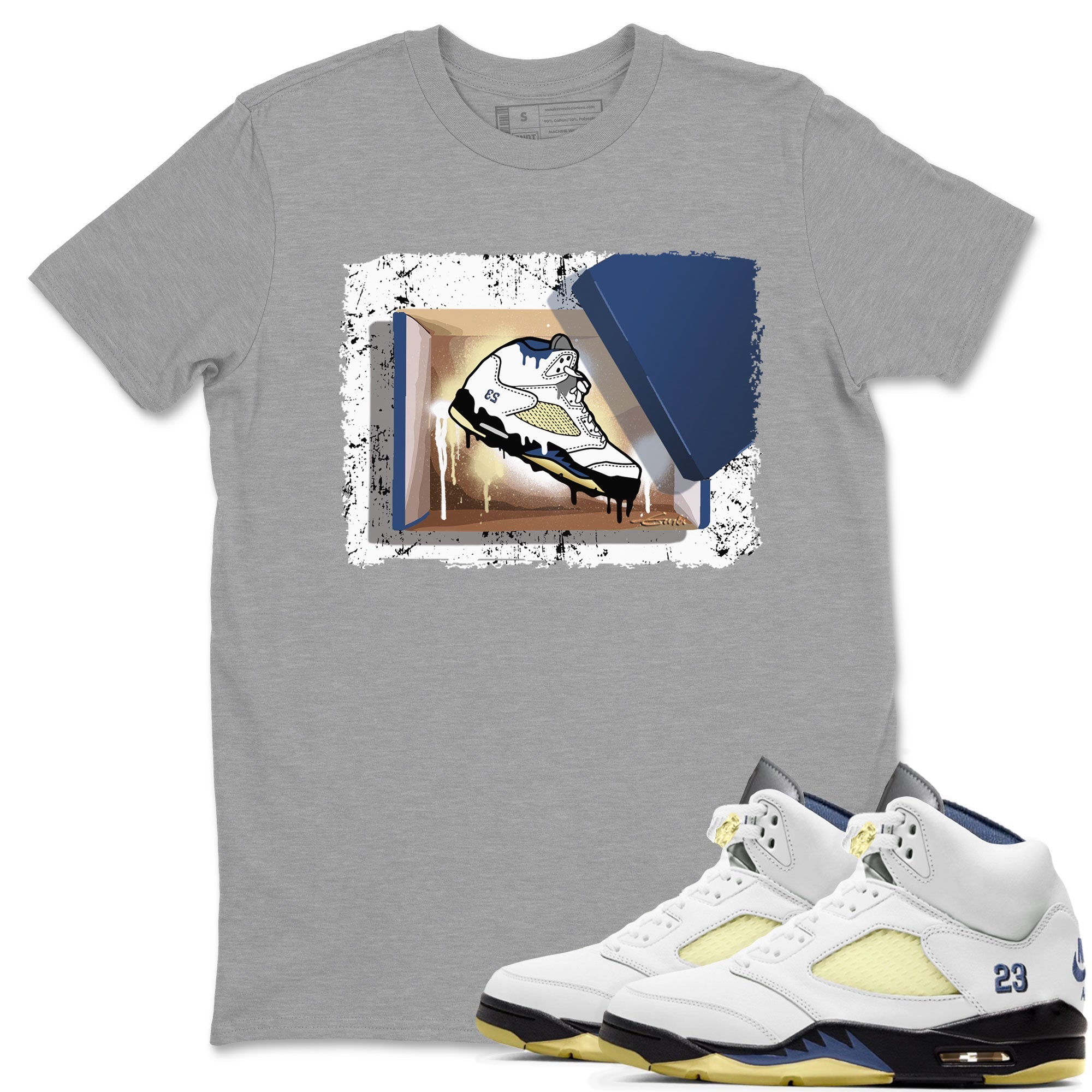 Air Jordan 5 A Ma Maniere x Dawn shirt to match jordans New Kicks sneaker tees Air Jordan 5 A Ma Maniere x Photon Dust Drip Gear Zone Streetwear Brand Sneaker Matching Shirt Unisex Heather Grey 1 T-Shirt