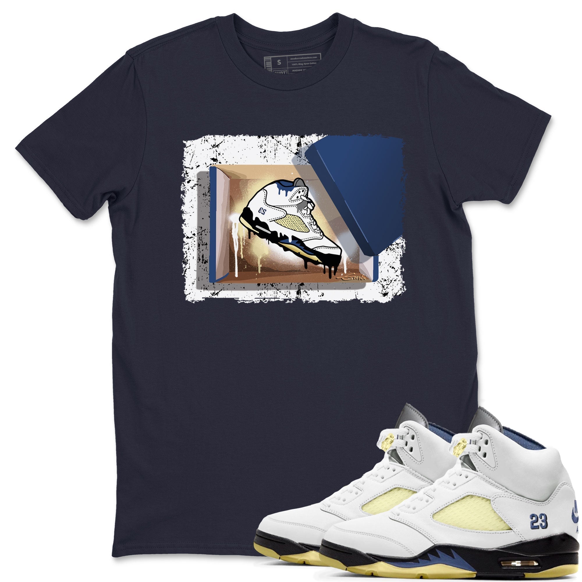 Air Jordan 5 A Ma Maniere x Dawn shirt to match jordans New Kicks sneaker tees Air Jordan 5 A Ma Maniere x Photon Dust Drip Gear Zone Streetwear Brand Sneaker Matching Shirt Unisex Navy 1 T-Shirt