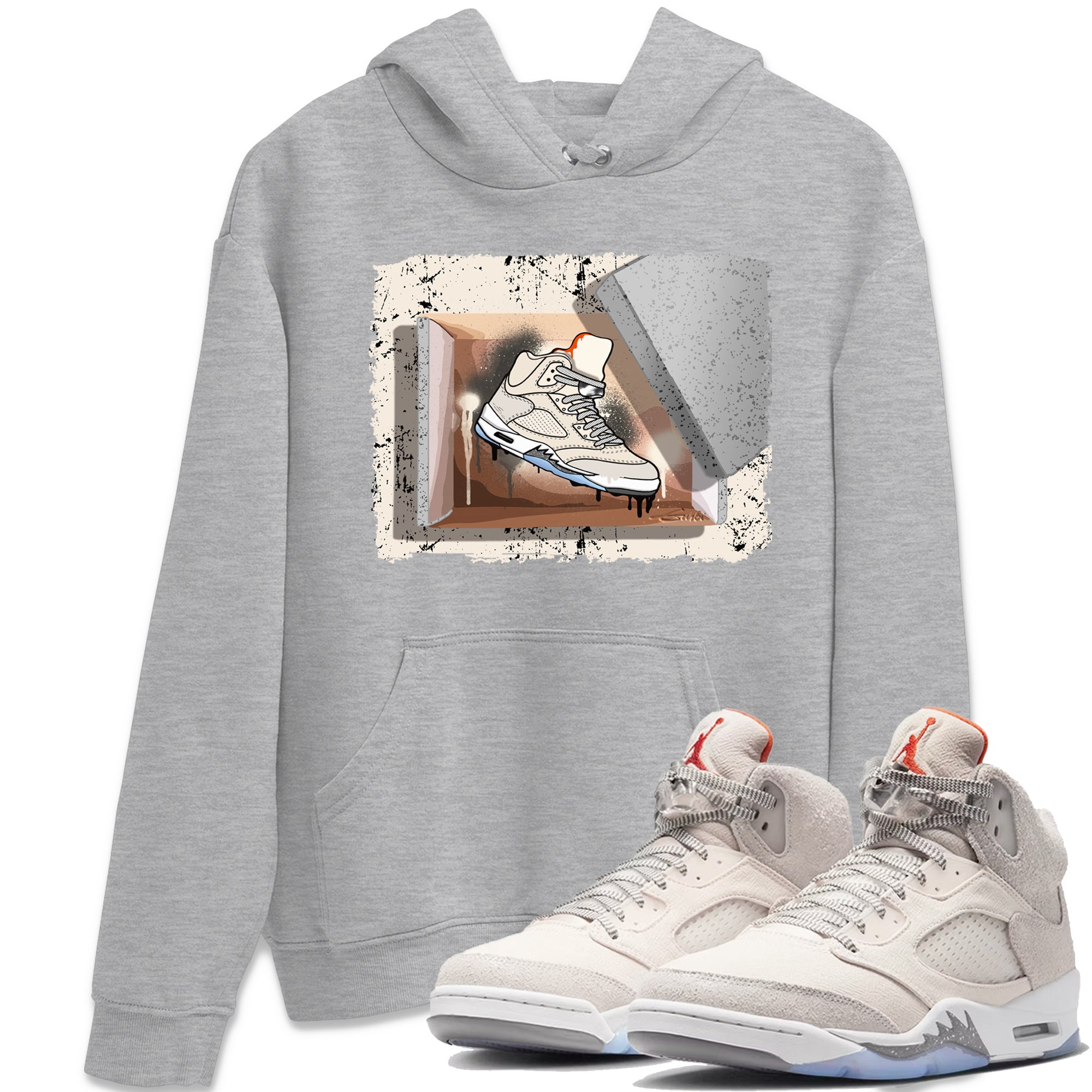 Air Jordan 5 Craft Sneaker Match Tees New Kicks Streetwear Sneaker Shirt Air Jordan 5 Craft Shirt Unisex Shirts Heather Grey 1