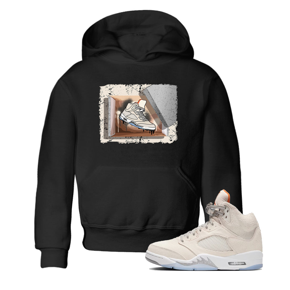 Air Jordan 5 Craft Sneaker Match Tees New Kicks Streetwear Sneaker Shirt Air Jordan 5 Craft Shirt Kids Shirts Black 1
