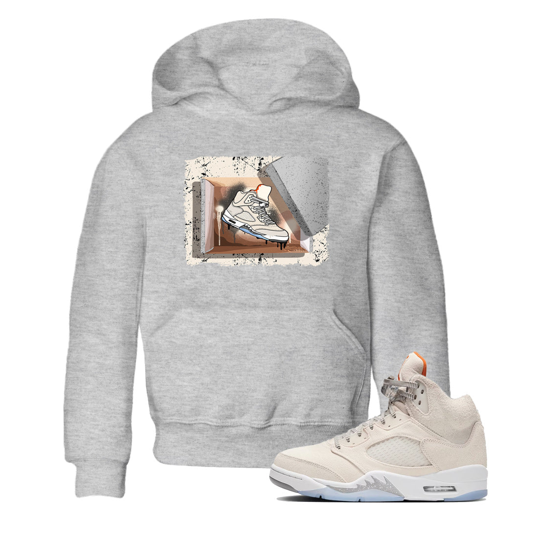 Air Jordan 5 Craft Sneaker Match Tees New Kicks Streetwear Sneaker Shirt Air Jordan 5 Craft Shirt Kids Shirts Heather Grey 1