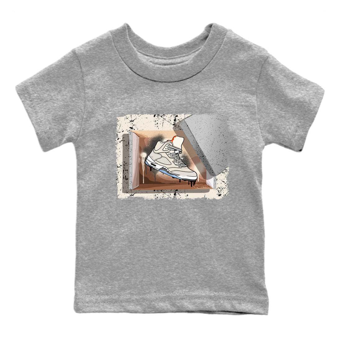 Air Jordan 5 Craft Sneaker Match Tees New Kicks Streetwear Sneaker Shirt Air Jordan 5 Craft Shirt Kids Shirts Heather Grey 2