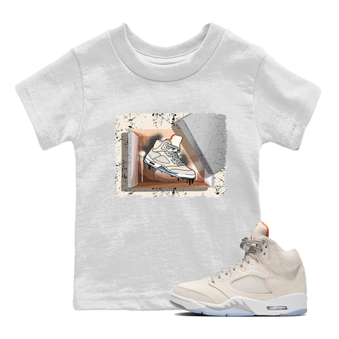 Air Jordan 5 Craft Sneaker Match Tees New Kicks Streetwear Sneaker Shirt Air Jordan 5 Craft Shirt Kids Shirts White 1