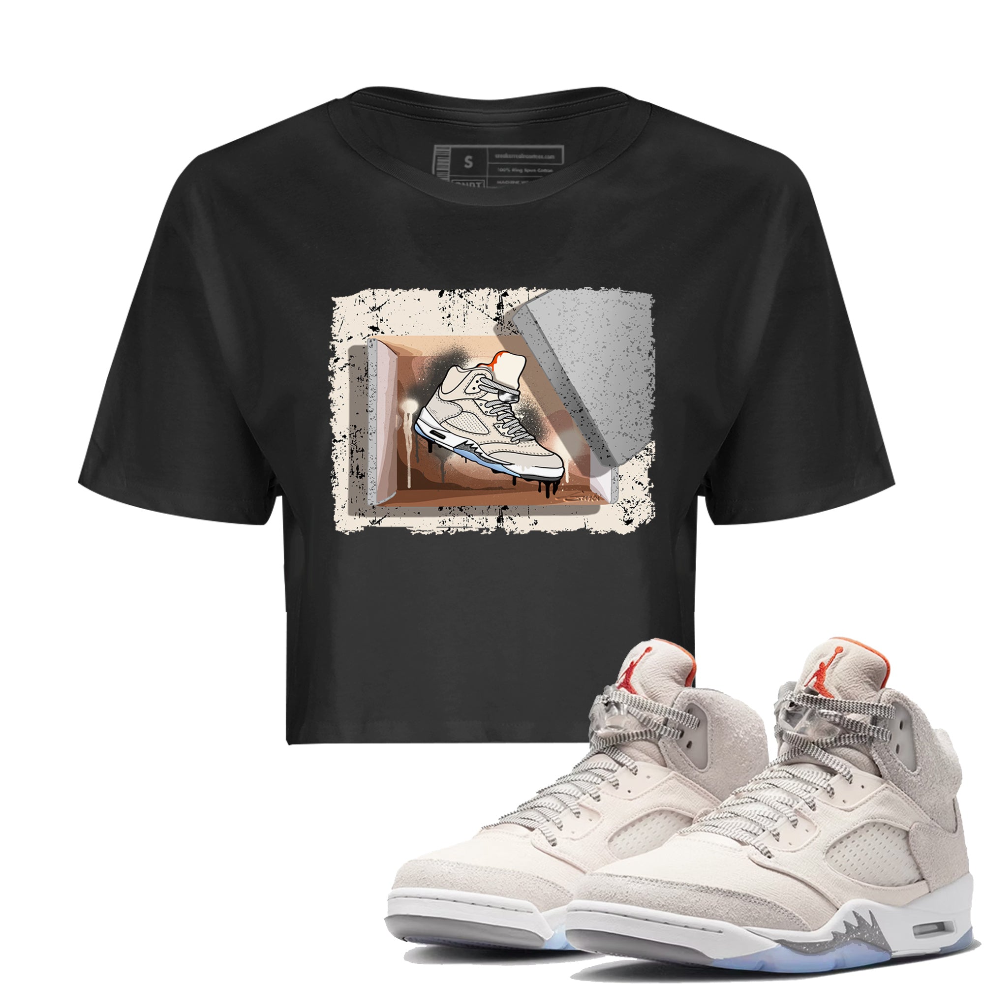 Air Jordan 5 Craft Sneaker Match Tees New Kicks Streetwear Sneaker Shirt Air Jordan 5 Craft Shirt Women's Shirts Black 1