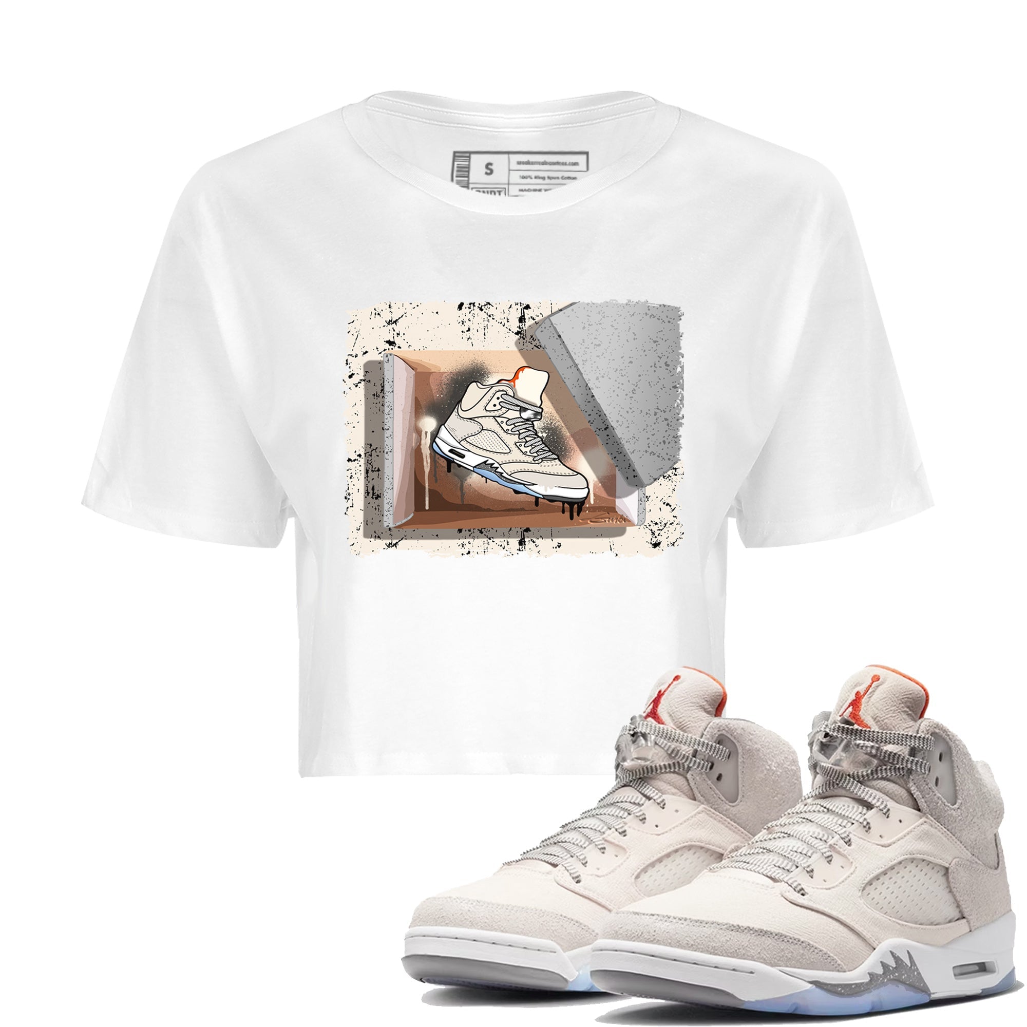 Air Jordan 5 Craft Sneaker Match Tees New Kicks Streetwear Sneaker Shirt Air Jordan 5 Craft Shirt Women's Shirts White 1