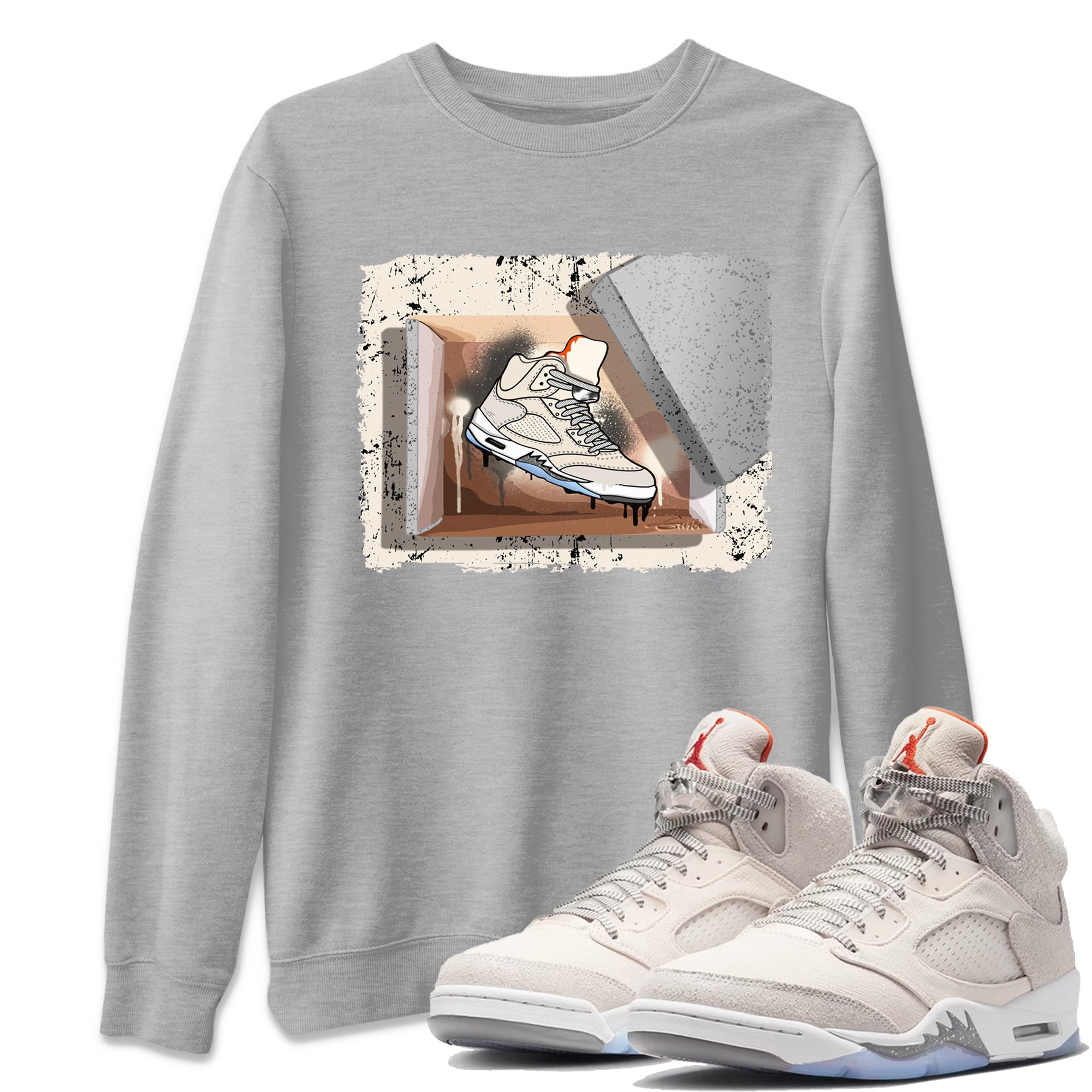 Air Jordan 5 Craft Sneaker Match Tees New Kicks Streetwear Sneaker Shirt Air Jordan 5 Craft Shirt Unisex Shirts Heather Grey 1