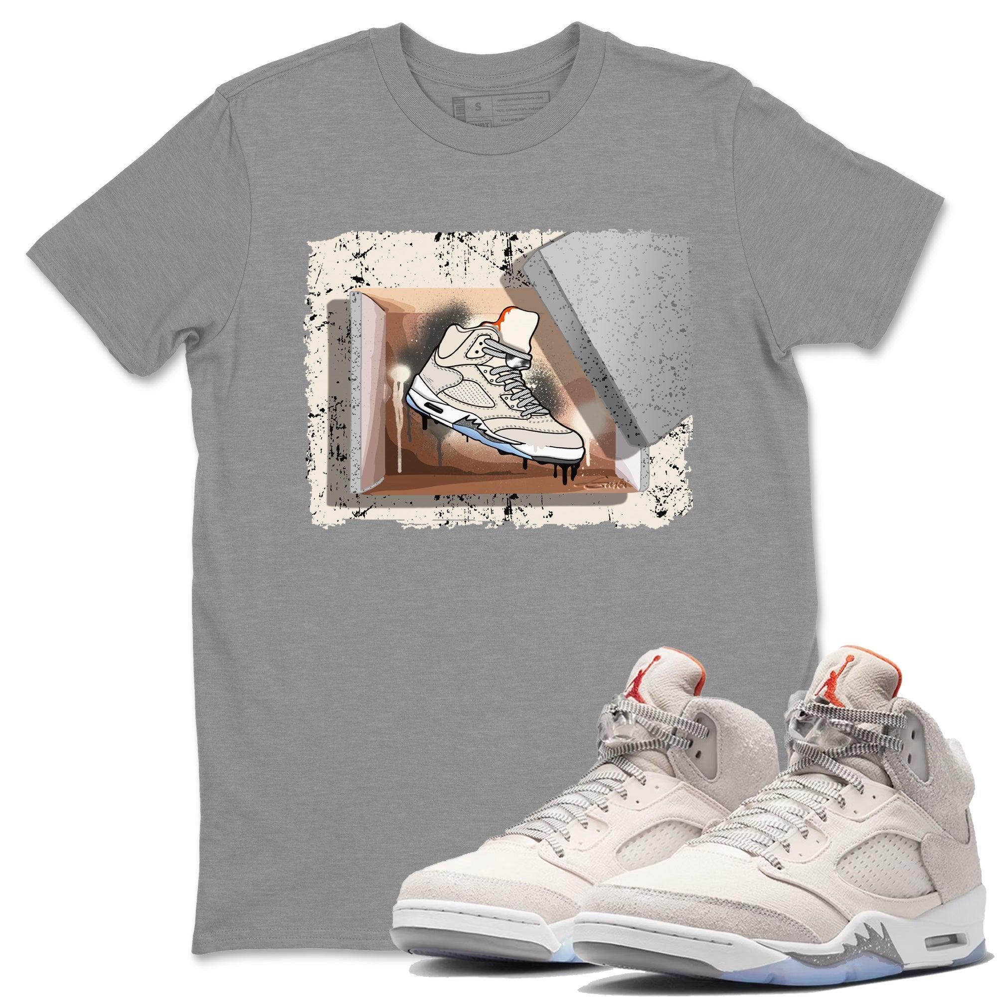 Air Jordan 5 Craft Sneaker Match Tees New Kicks Streetwear Sneaker Shirt Air Jordan 5 Craft Shirt Unisex Shirts Heather Grey 1
