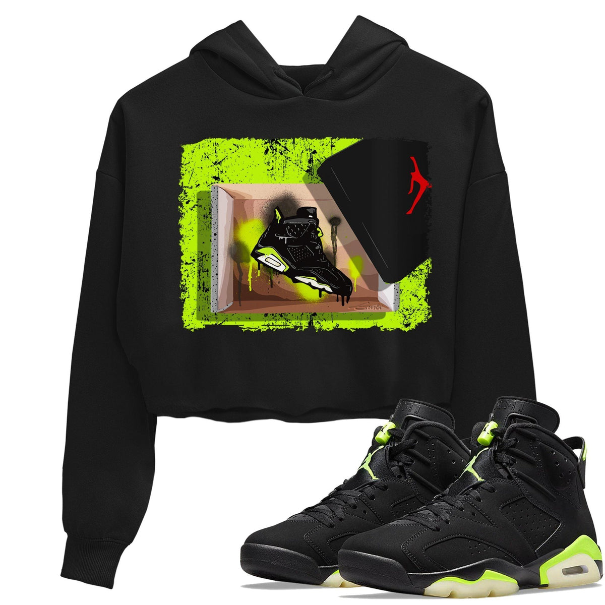 Jordan 6 Electric Green Sneaker Matching T-Shirt New Kicks Sneaker Tees Jordan 6 Electric Green Sneaker Release Tees Women's Shirts