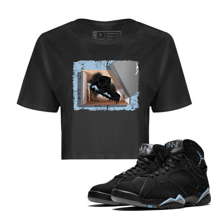 Air Jordan 7 Chambray Sneaker Match Tees New Kicks 7s Chambray T-Shirt Sneaker Release Tees Women's Shirts Black 1