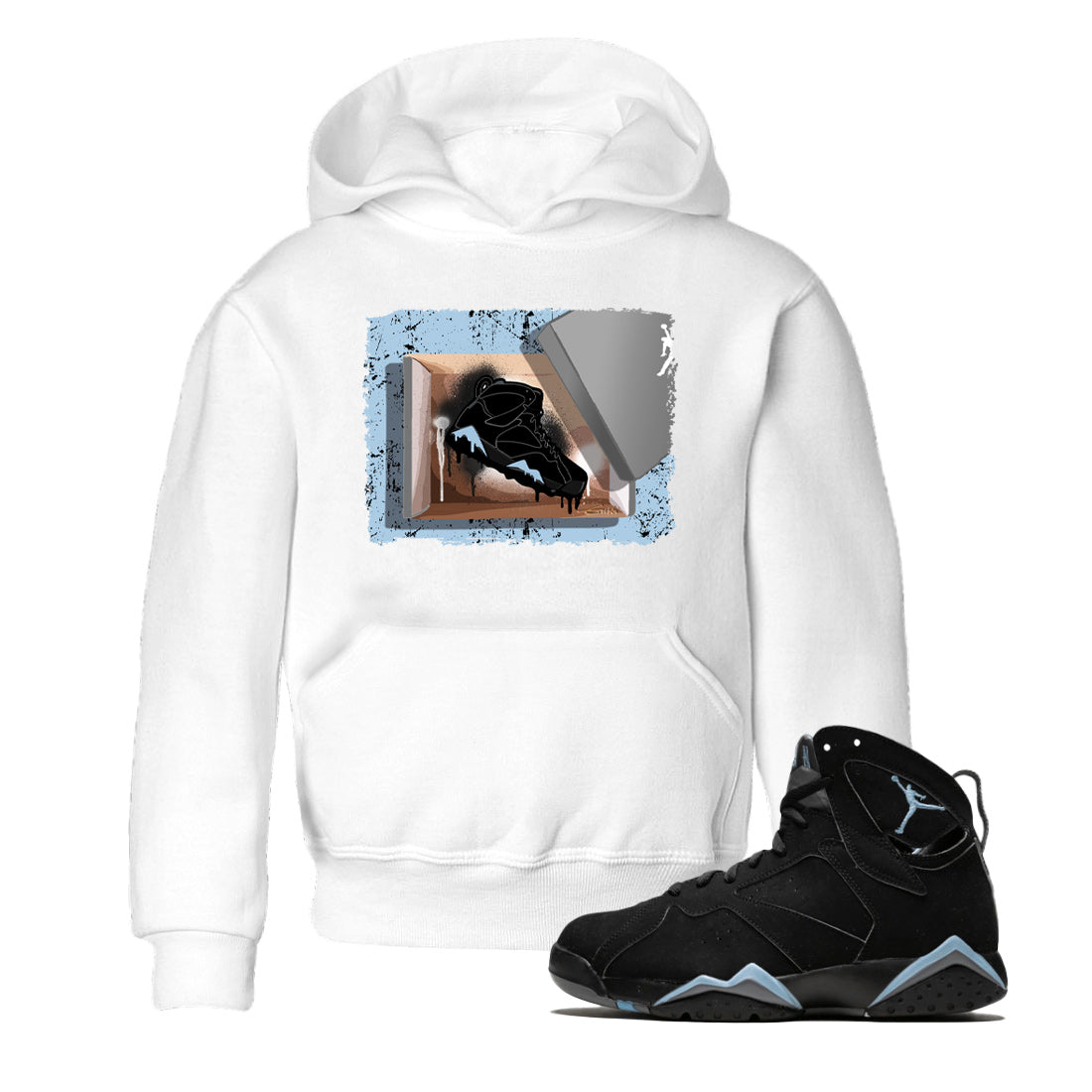 Air Jordan 7 Chambray Sneaker Match Tees New Kicks 7s Chambray T-Shirt Sneaker Release Tees Kids Shirts White 1