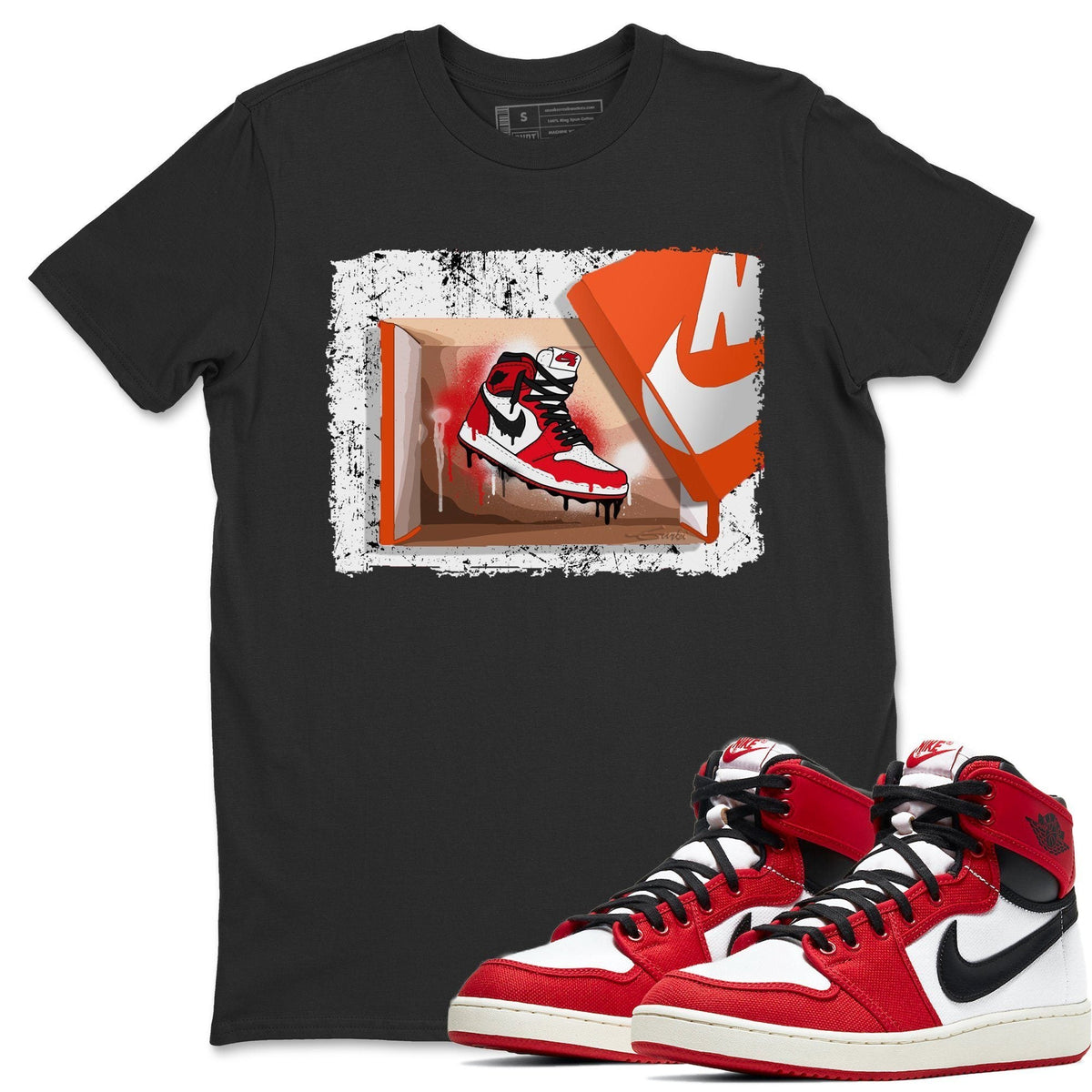 Jordan 1 Chicago Sneaker Matching T-Shirt New Kicks Sneaker Tees Jordan 1 Chicago Sneaker Release Tees Crew Neck Tees