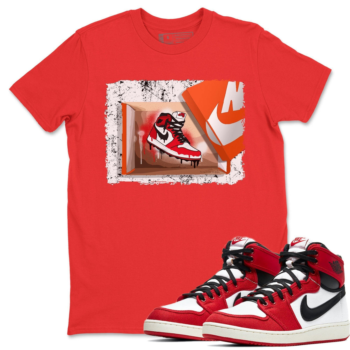 Jordan 1 Chicago Sneaker Matching T-Shirt New Kicks Sneaker Tees Jordan 1 Chicago Sneaker Release Tees Crew Neck Tees
