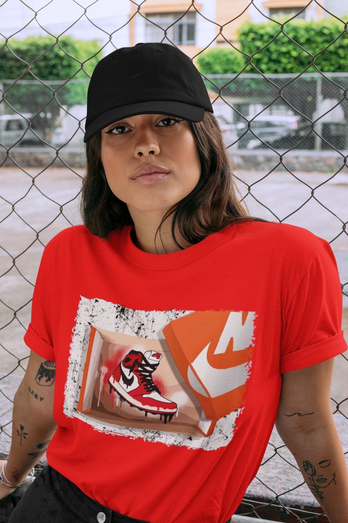 Jordan 1 Chicago Sneaker Matching T-Shirt New Kicks Sneaker Tees Jordan 1 Chicago Sneaker Release Tees Crew Neck Tees
