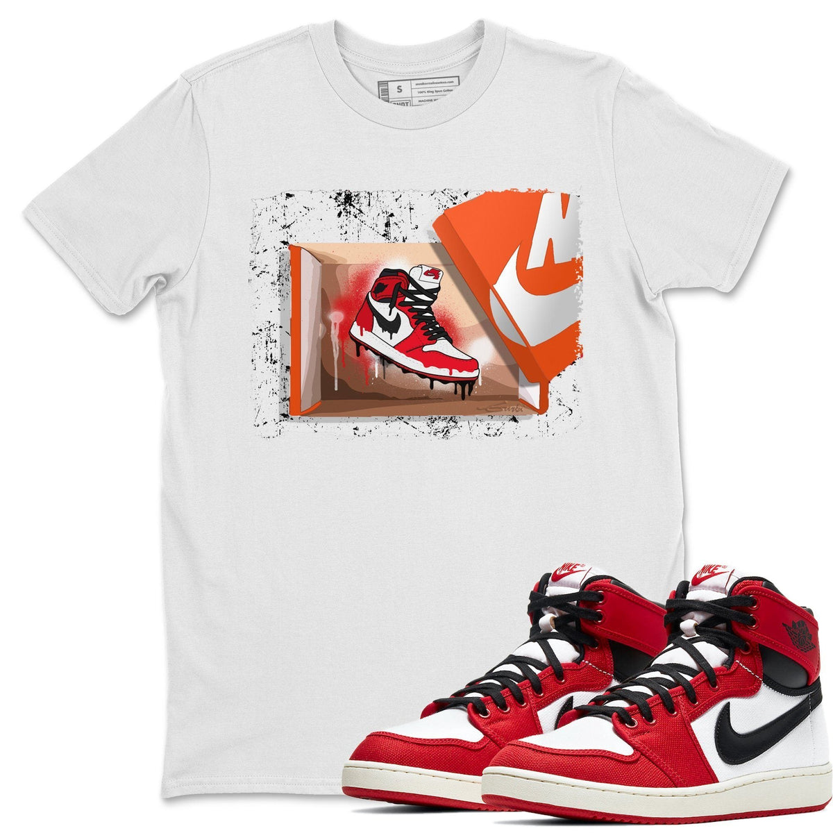 Jordan 1 Chicago Sneaker Matching T-Shirt New Kicks Sneaker Tees Jordan 1 Chicago Sneaker Release Tees Crew Neck Tees