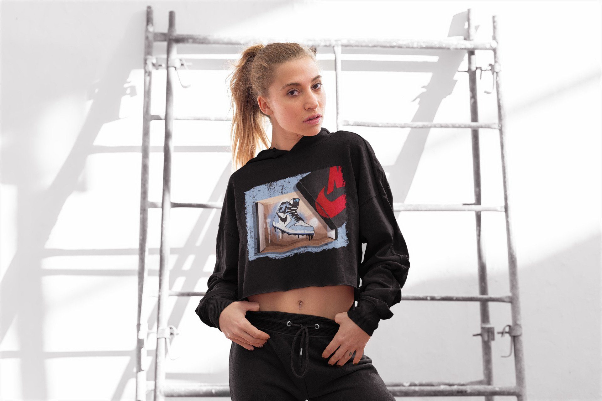 Jordan 1 University Blue Sneaker Matching T-Shirt New Kicks Sneaker Tees Jordan 1 University Blue Sneaker Release Tees Women's Shirts