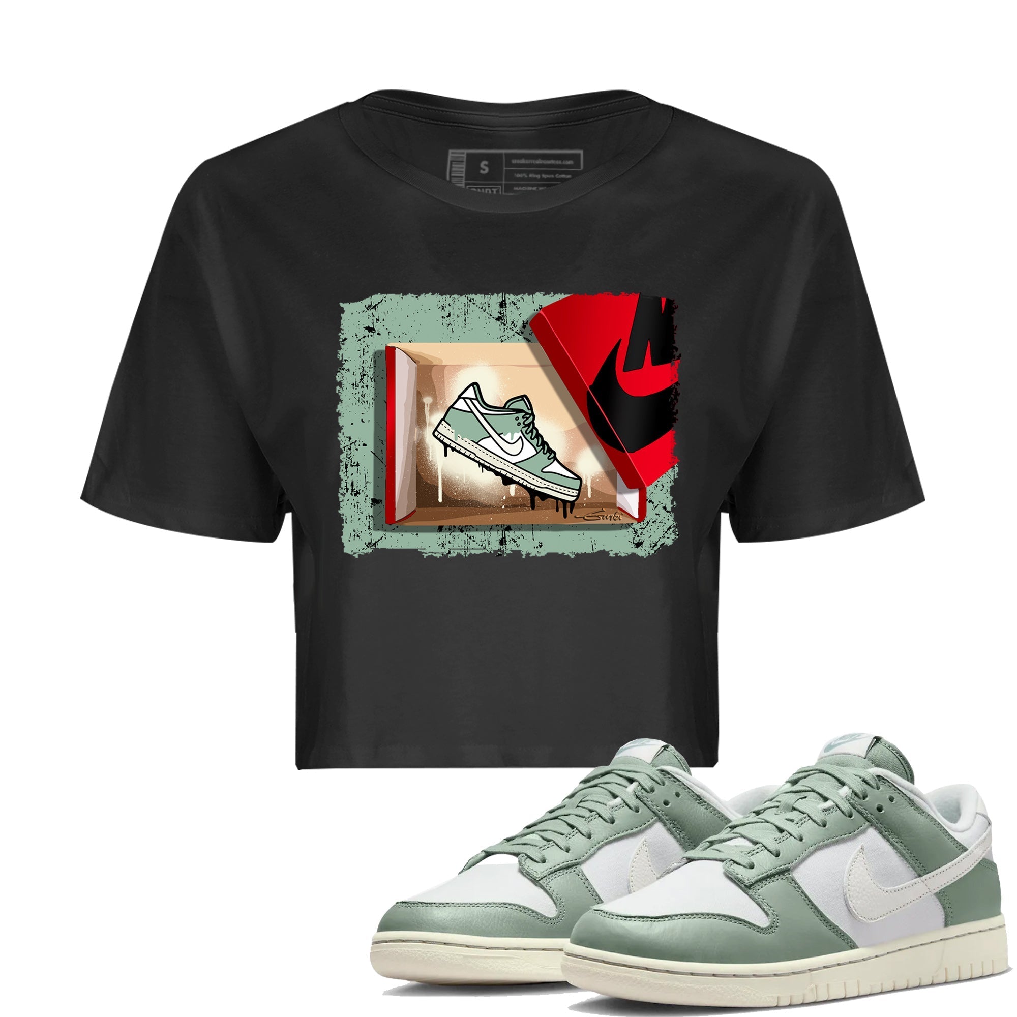 Dunk Low Mica Green Shirts New Kicks Streetwear Sneaker Shirt Dunk Mica Green Sneaker Release Tees Women's Shirts Black 1