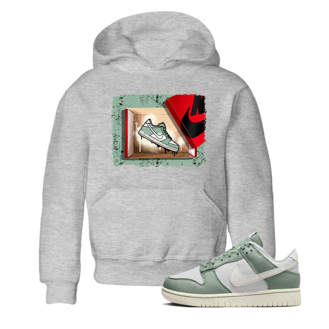Dunk Low Mica Green Shirts New Kicks Streetwear Sneaker Shirt Dunk Mica Green Sneaker Release Tees Kids Shirts Heather Grey 1