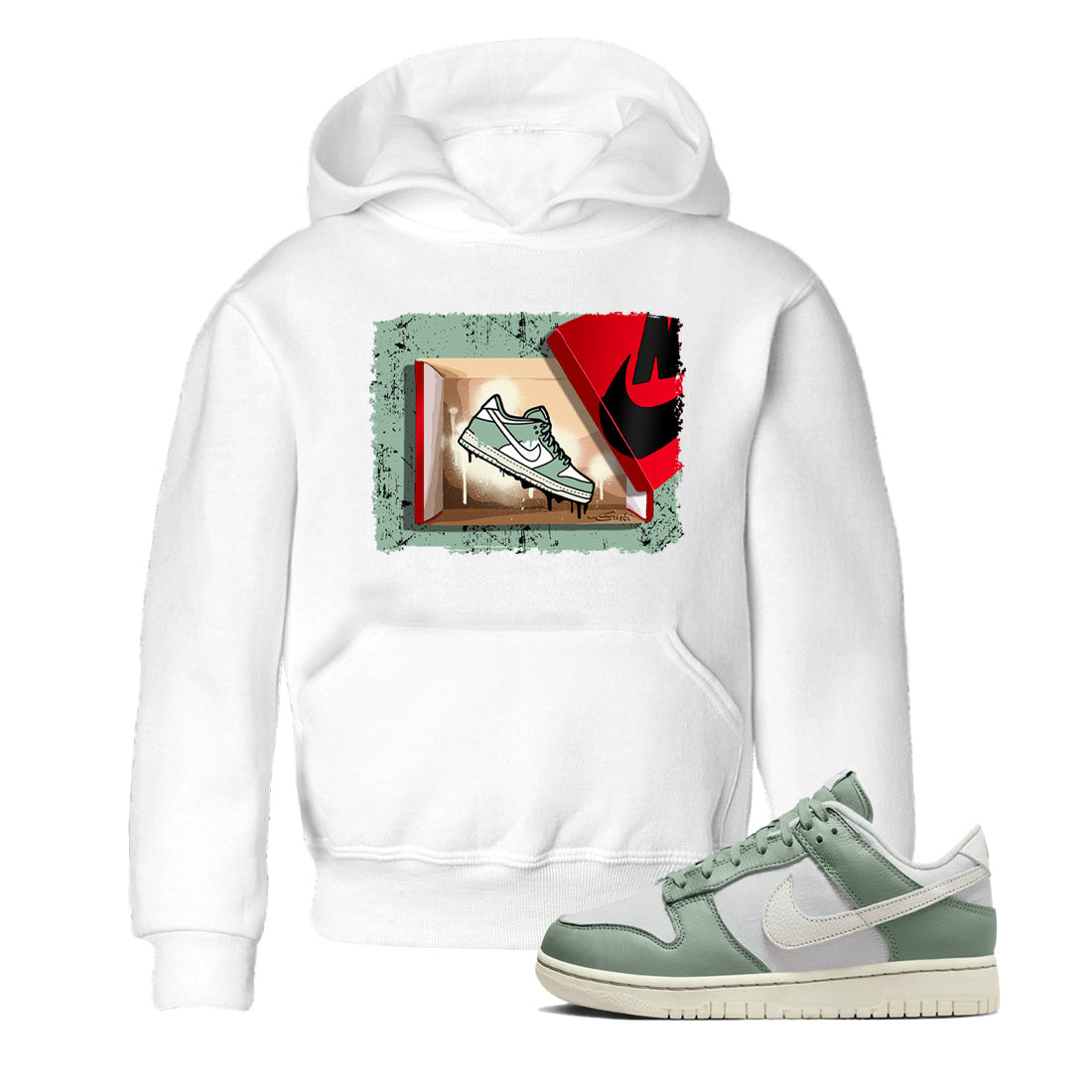 Dunk Low Mica Green Shirts New Kicks Streetwear Sneaker Shirt Dunk Mica Green Sneaker Release Tees Kids Shirts White 1