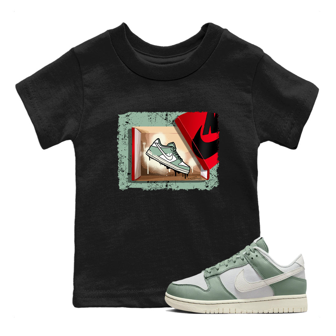 Dunk Low Mica Green Shirts New Kicks Streetwear Sneaker Shirt Dunk Mica Green Sneaker Release Tees Kids Shirts Black 1