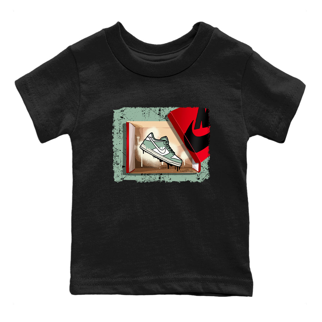Dunk Low Mica Green Shirts New Kicks Streetwear Sneaker Shirt Dunk Mica Green Sneaker Release Tees Kids Shirts Black 2