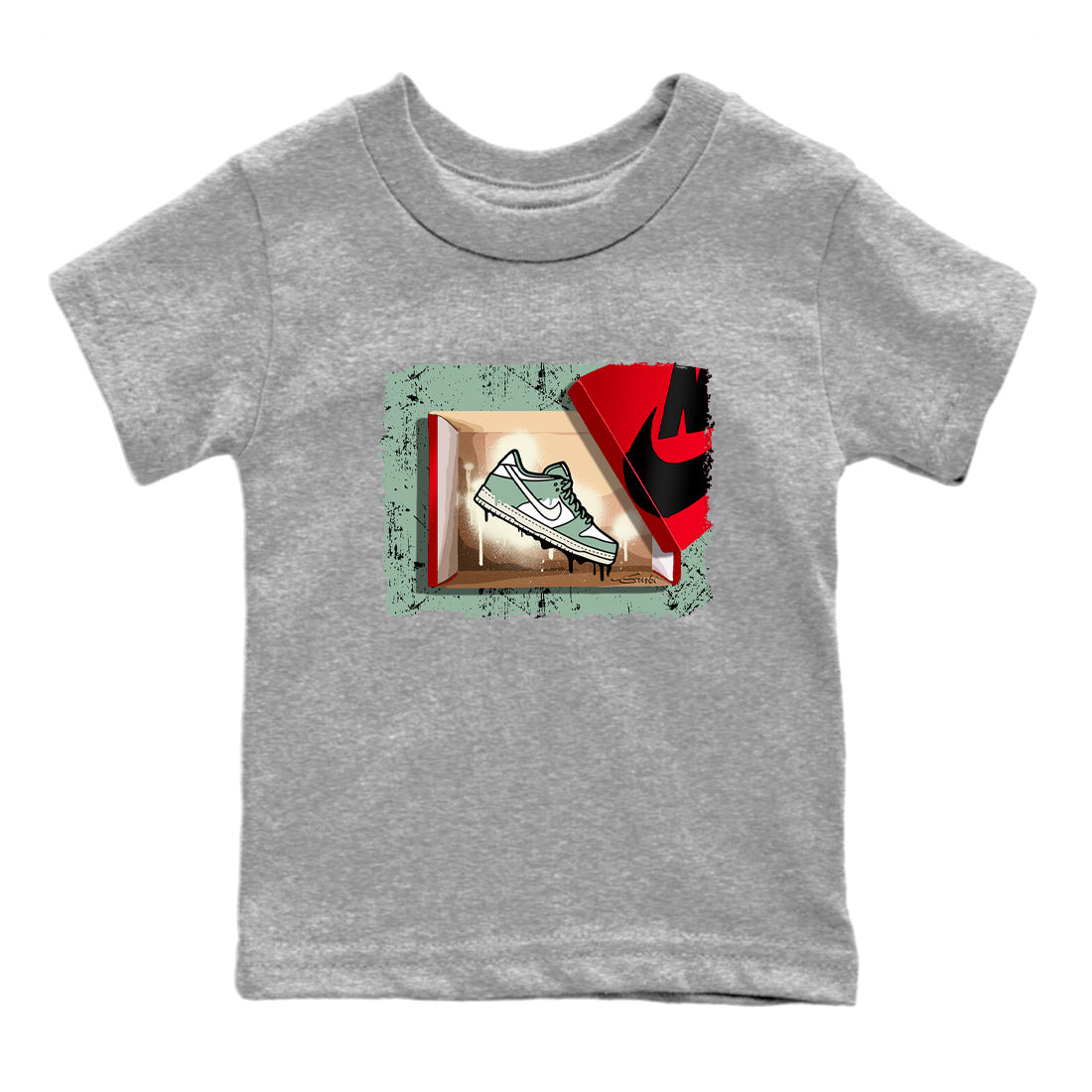 Dunk Low Mica Green Shirts New Kicks Streetwear Sneaker Shirt Dunk Mica Green Sneaker Release Tees Kids Shirts Heather Grey 2