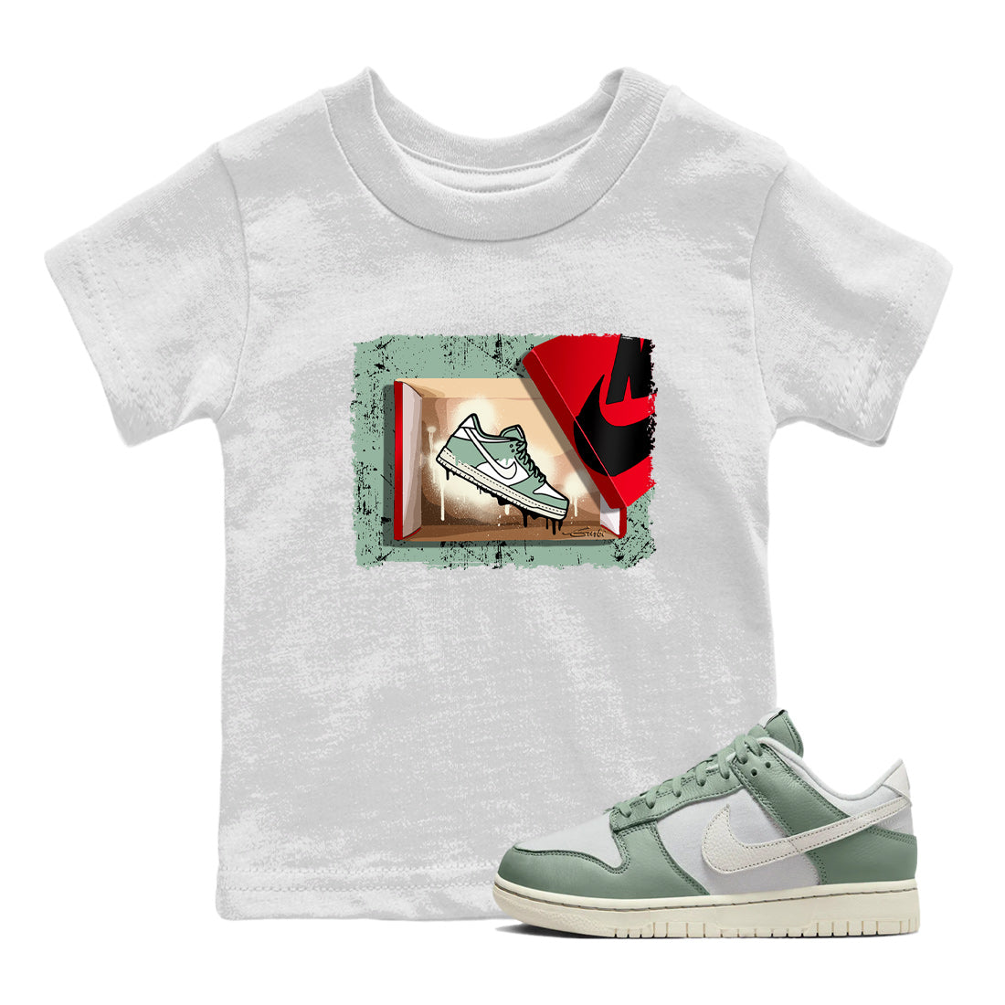 Dunk Low Mica Green Shirts New Kicks Streetwear Sneaker Shirt Dunk Mica Green Sneaker Release Tees Kids Shirts White 1
