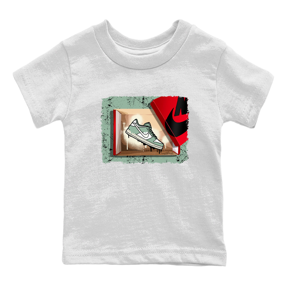 Dunk Low Mica Green Shirts New Kicks Streetwear Sneaker Shirt Dunk Mica Green Sneaker Release Tees Kids Shirts White 2
